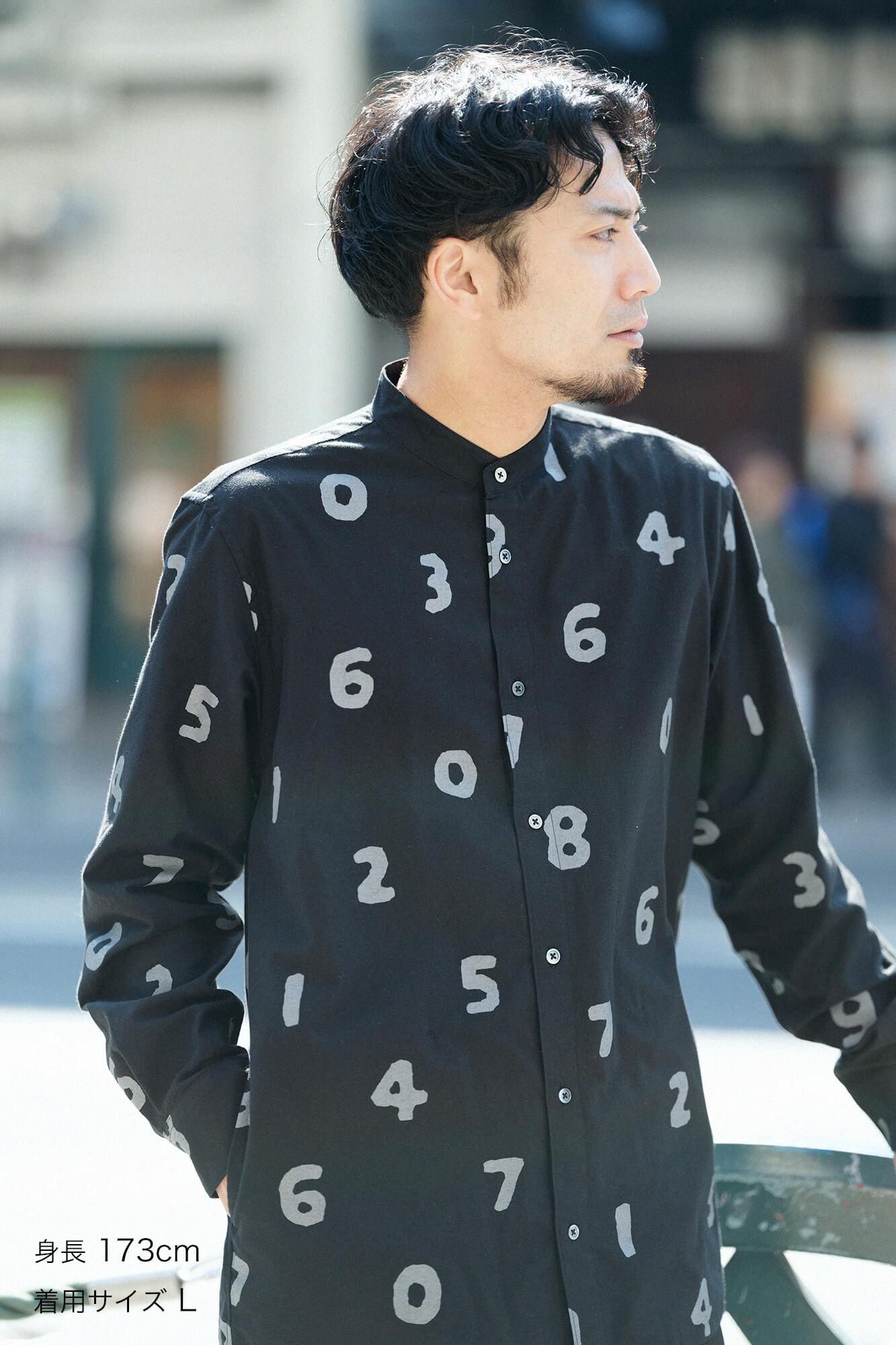 起毛斜紋織 20/20 立領長袖襯衫／SO-SU-U十數 黑色