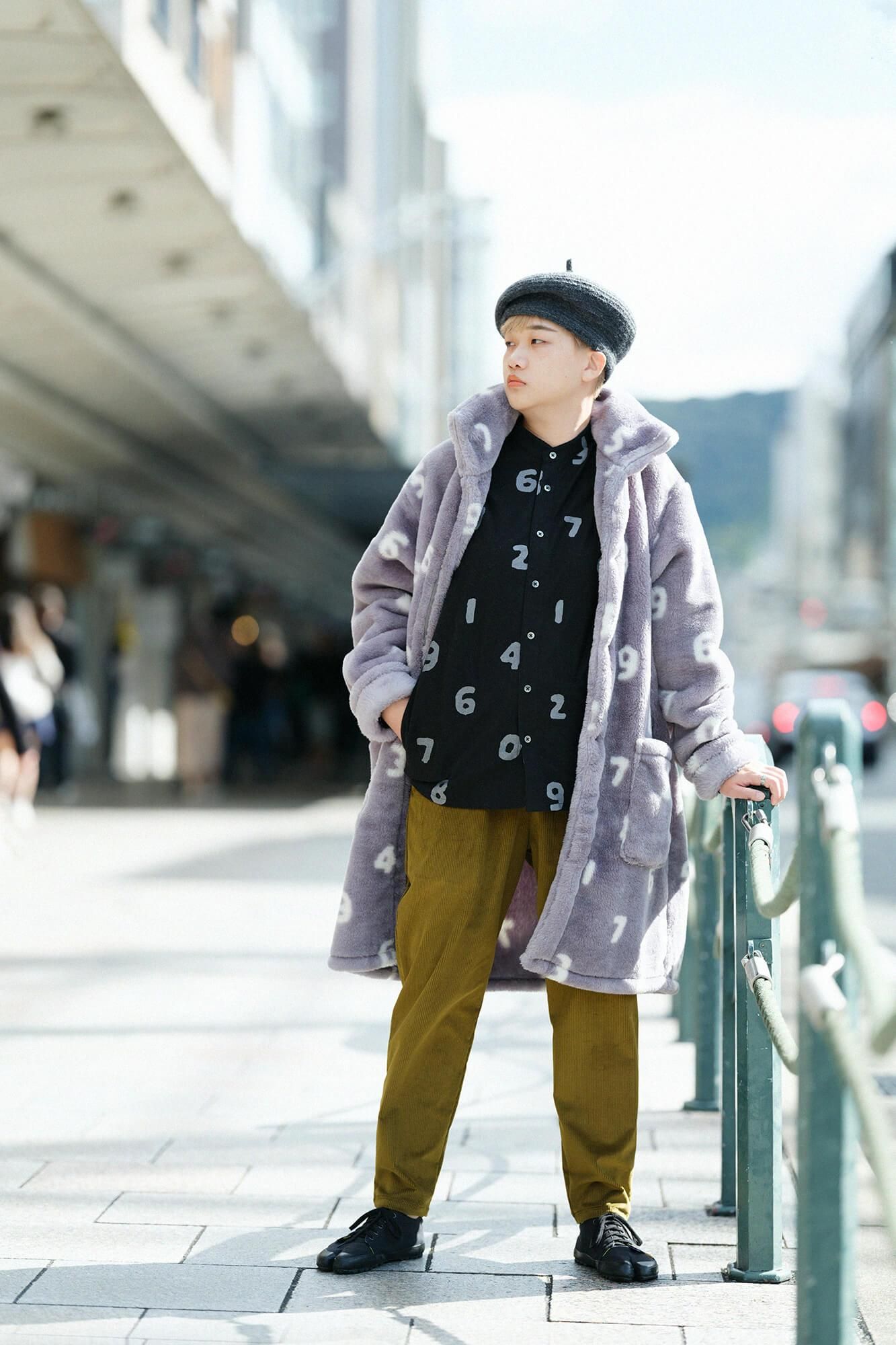 起毛斜紋織 20/20 立領長袖襯衫／SO-SU-U十數 黑色