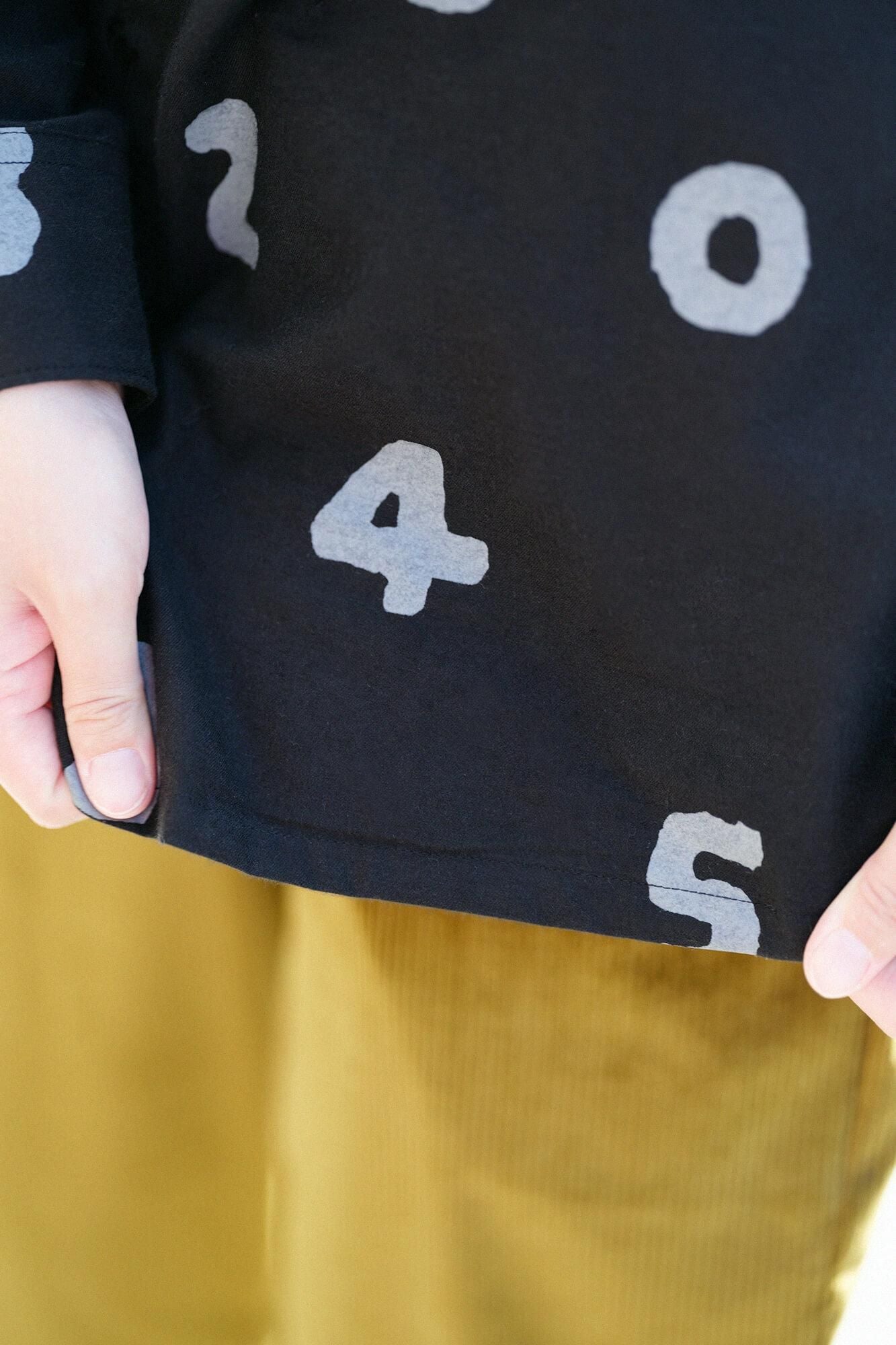 起毛斜紋織 20/20 立領長袖襯衫／SO-SU-U十數 黑色