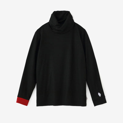 【預購】平針織 可洗羊毛 造型高領L/S長版上衣／黑色（※預計於12月9日左右發貨）