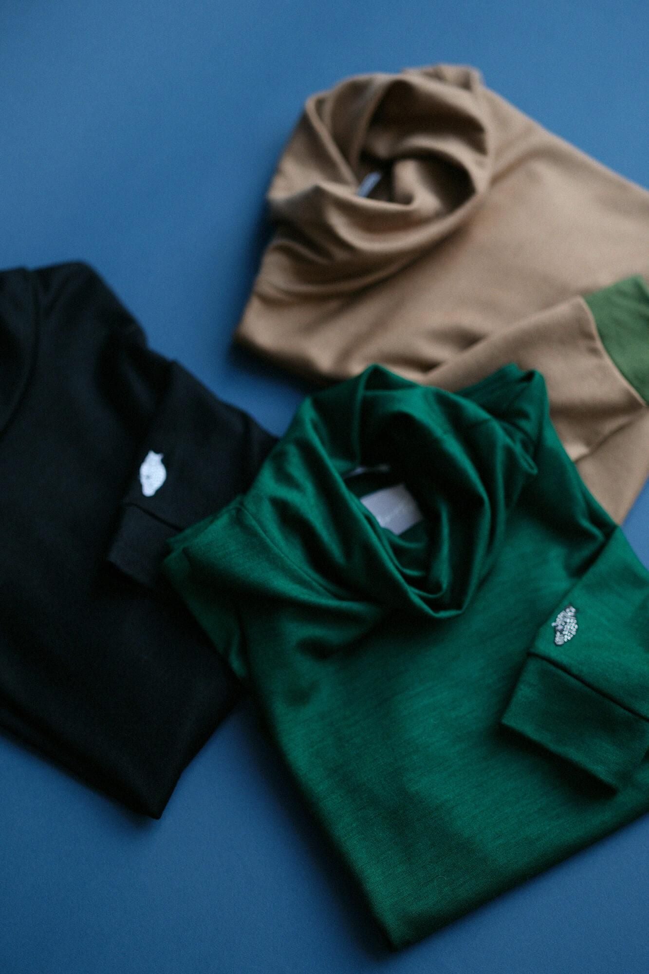 【預購】平針織 可洗羊毛 造型高領L/S長版上衣／黑色（※預計於12月9日左右發貨）