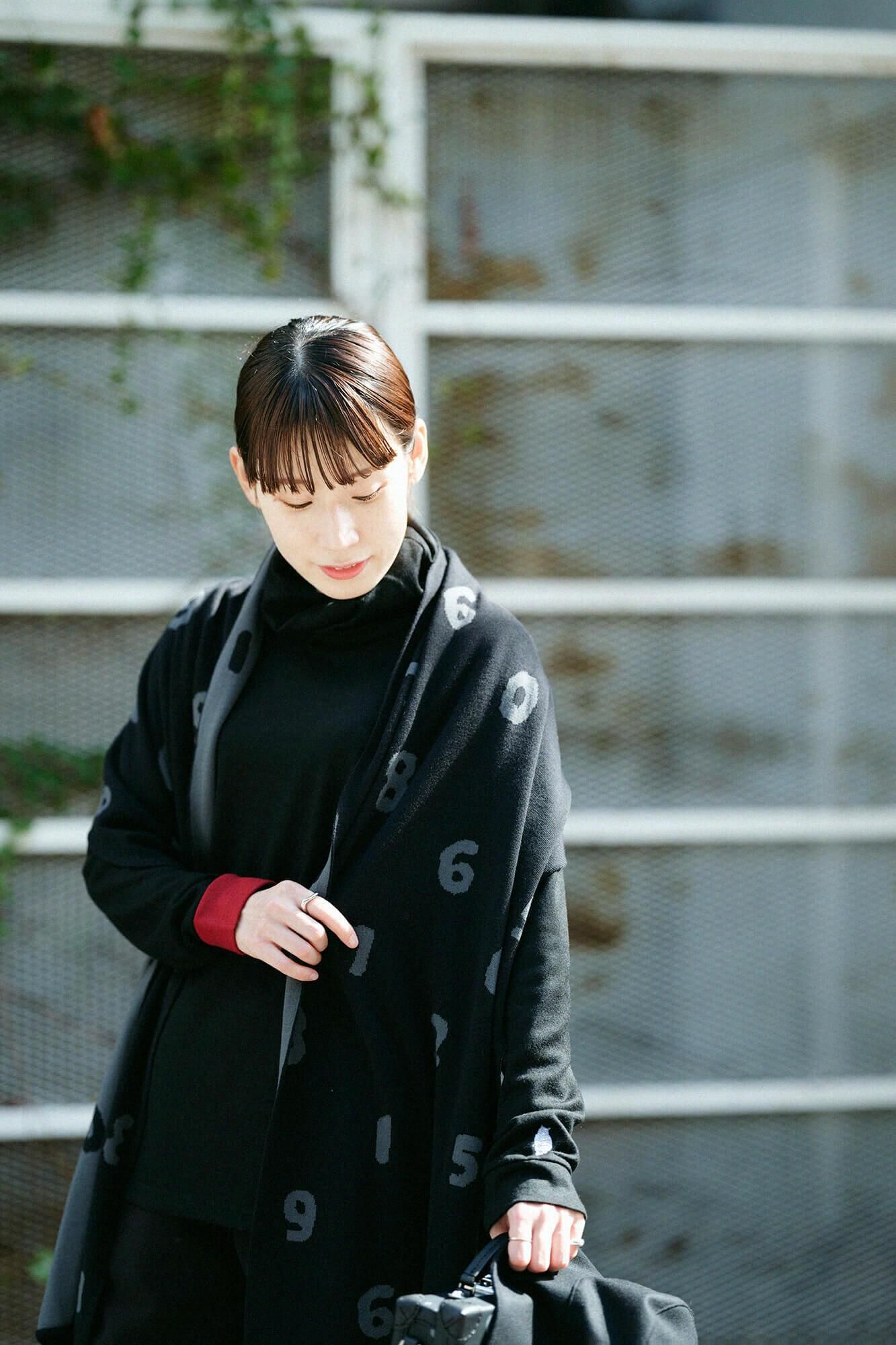 【預購】平針織 可洗羊毛 造型高領L/S長版上衣／黑色（※預計於12月9日左右發貨）