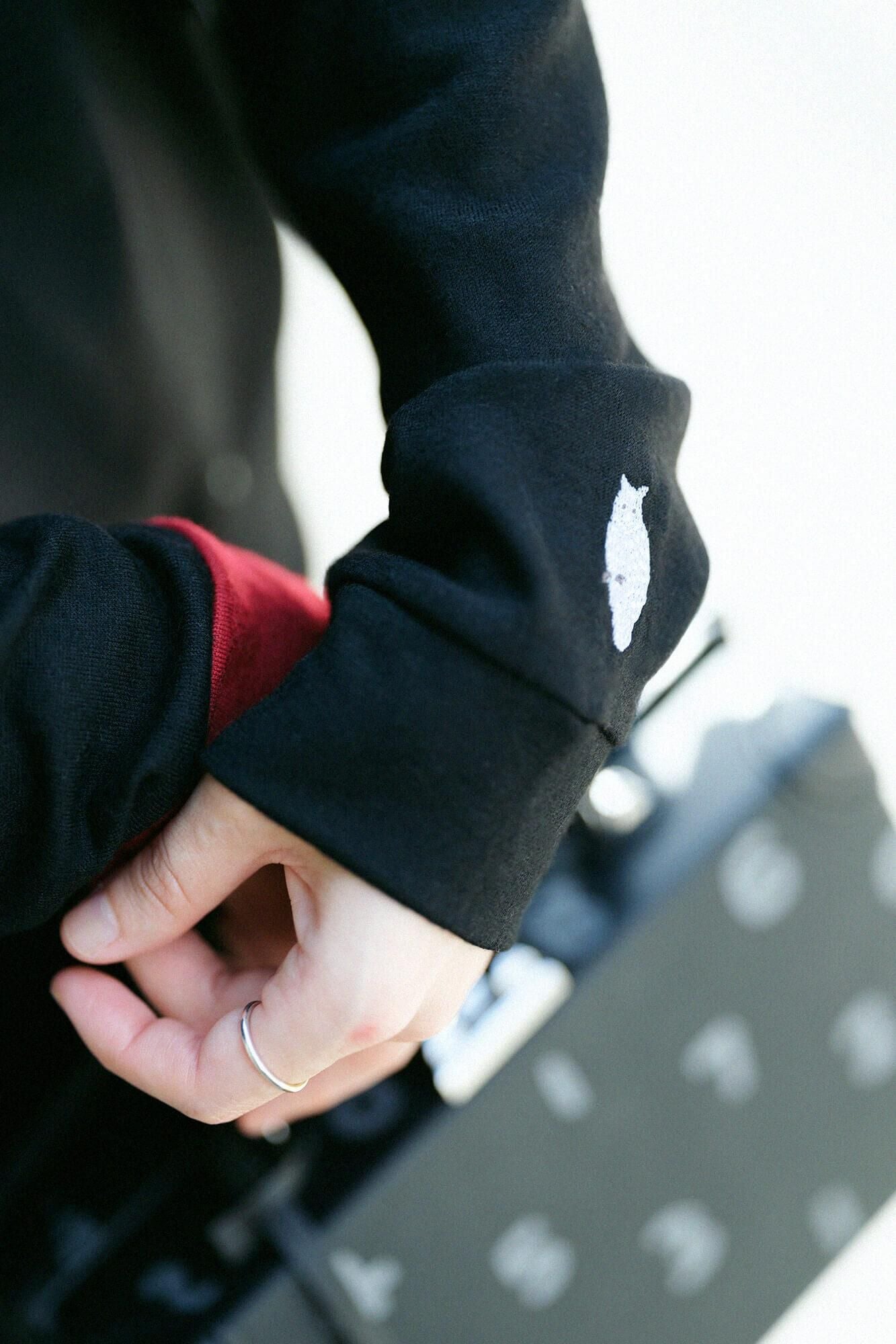 【預購】平針織 可洗羊毛 造型高領L/S長版上衣／黑色（※預計於12月9日左右發貨）