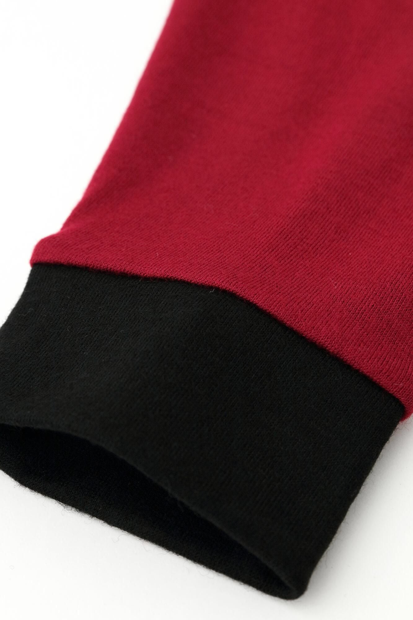 【預購】平針織 可洗羊毛 造型高領L/S長版上衣／深紅色（※預計於12月9日左右發貨）