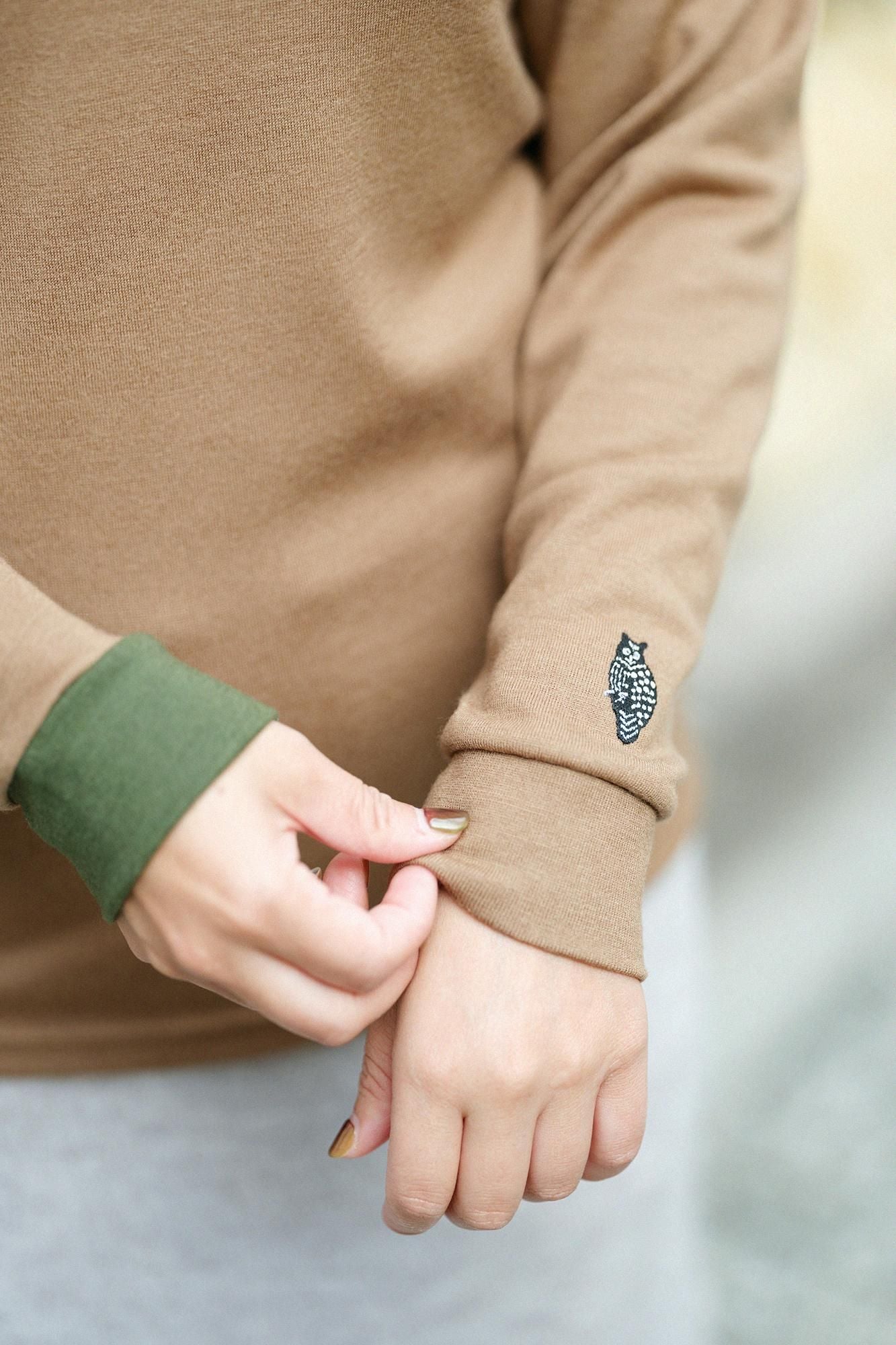 【預購】平針織 可洗羊毛 造型高領L/S長版上衣／淺棕色（※預計於12月9日左右發貨）