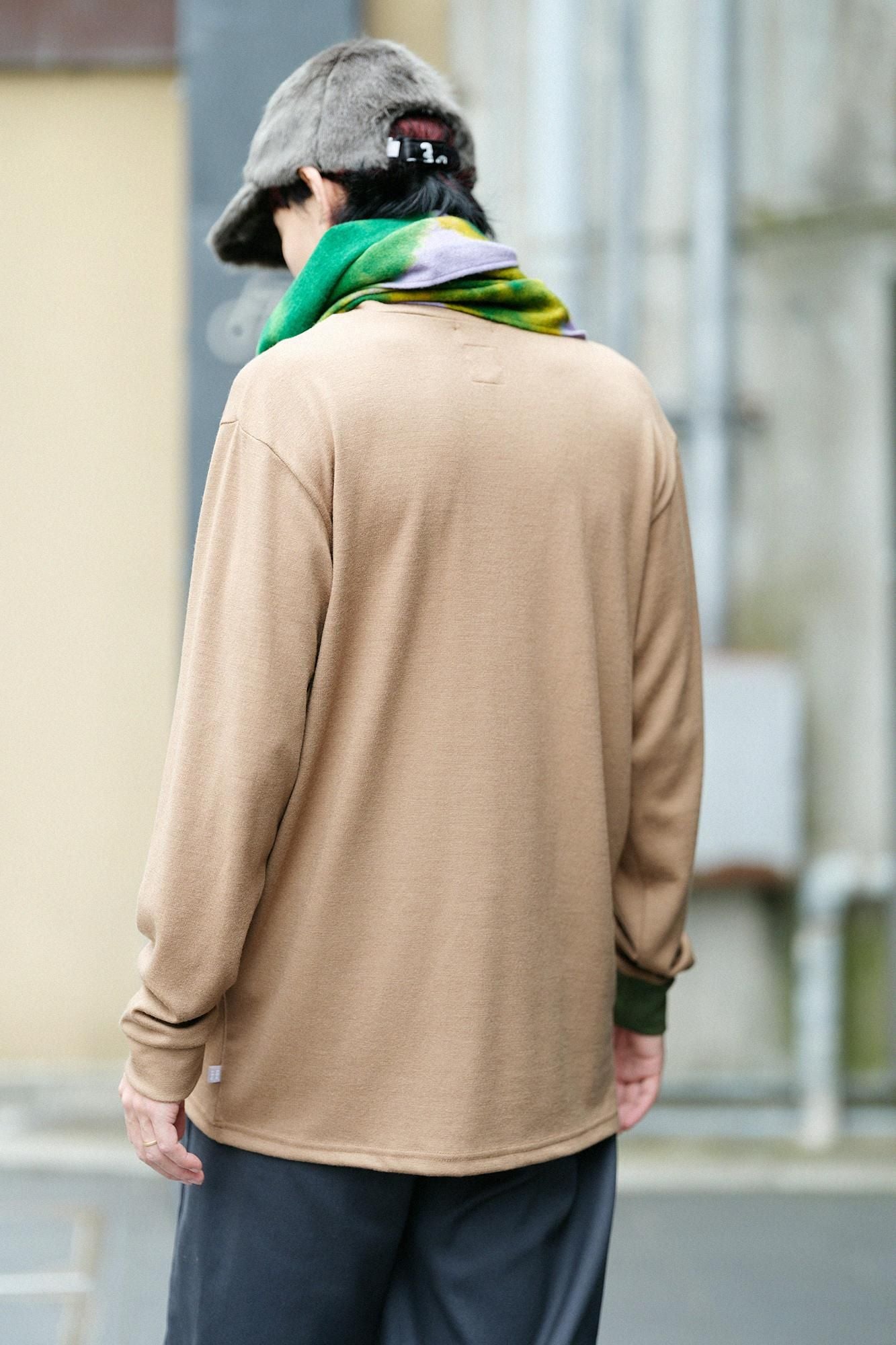 【預購】平針織 可洗羊毛 造型高領L/S長版上衣／淺棕色（※預計於12月9日左右發貨）