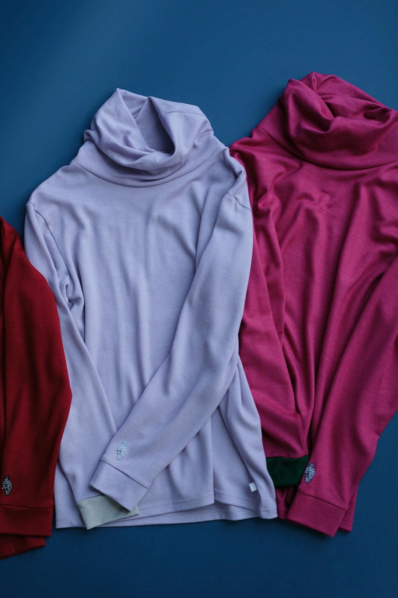 【預購】平針織 可洗羊毛 造型高領L/S長版上衣／紅藤色（※預計於12月9日左右發貨）