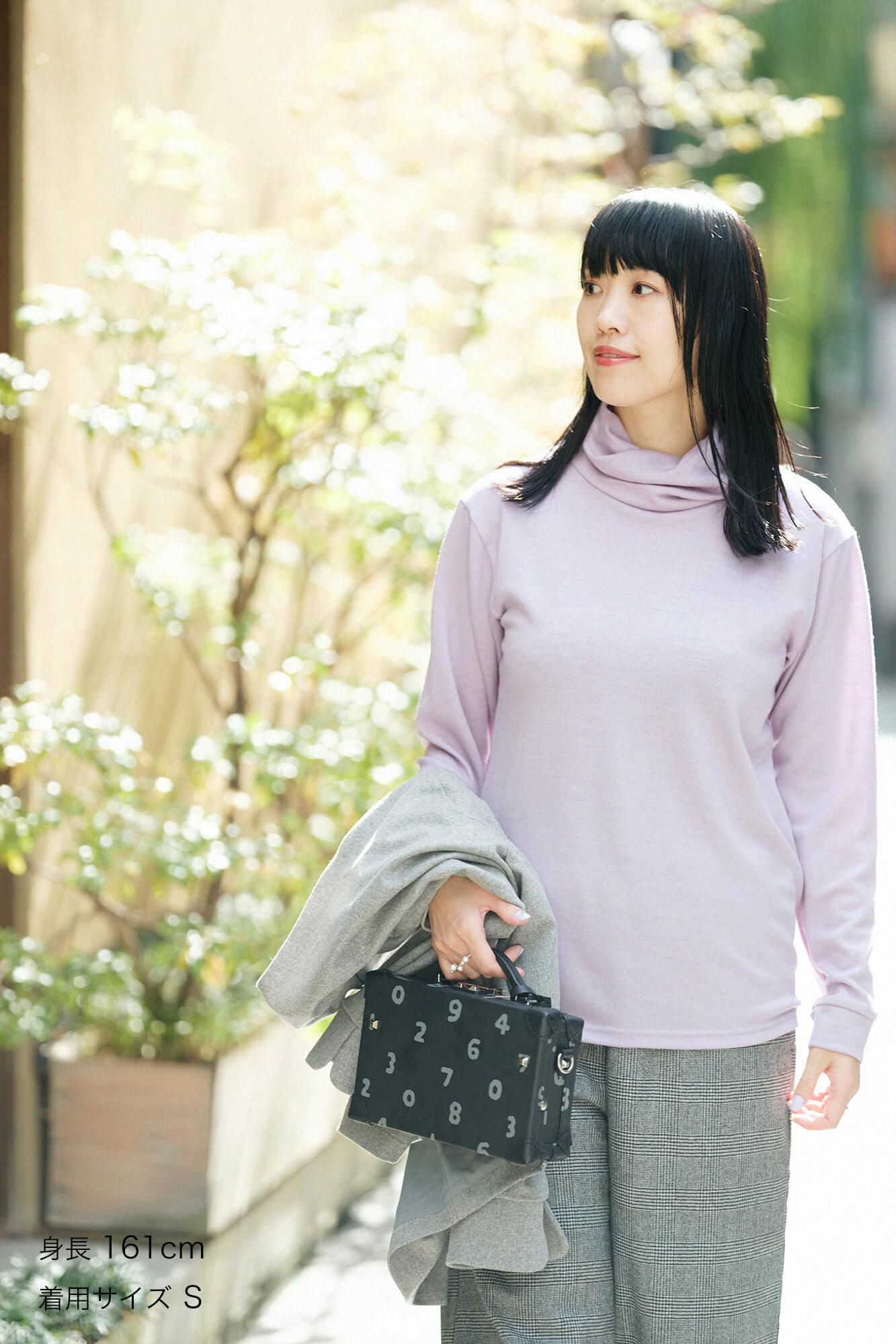 【預購】平針織 可洗羊毛 造型高領L/S長版上衣／紅藤色（※預計於12月9日左右發貨）