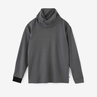 【預購】平針織 可洗羊毛 造型高領L/S長版上衣／灰炭色（※預計於12月9日左右發貨）