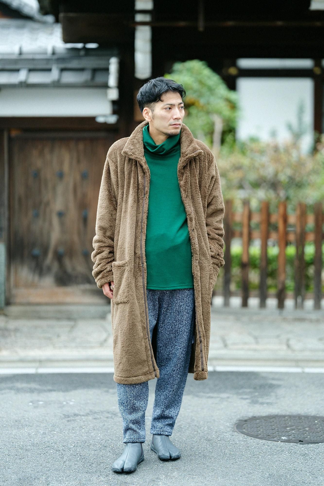 【預購】平針織 可洗羊毛 造型高領L/S長版上衣／千歲綠色（※預計於12月9日左右發貨）