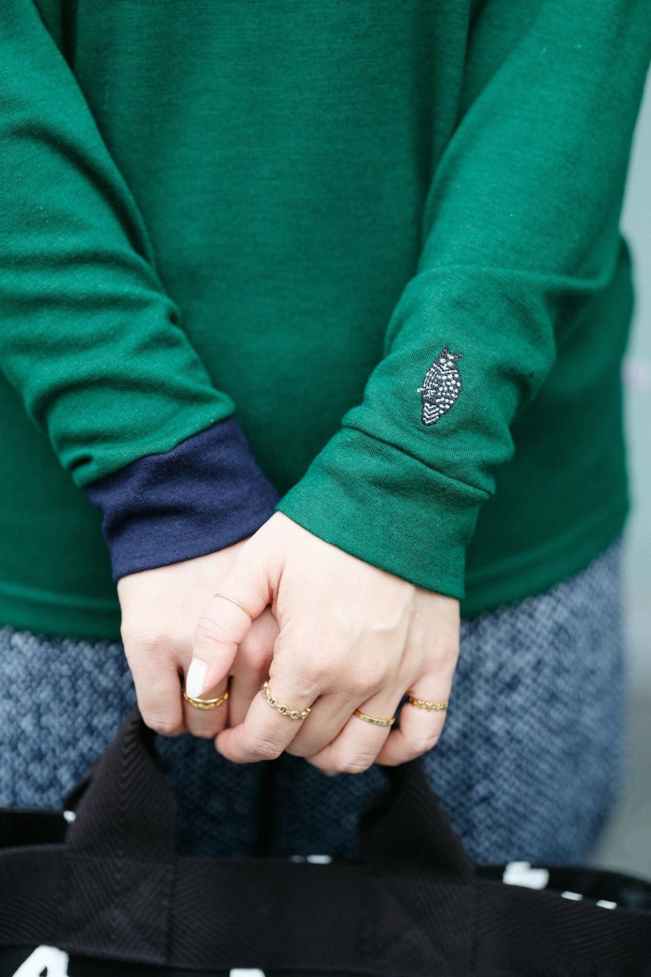 【預購】平針織 可洗羊毛 造型高領L/S長版上衣／千歲綠色（※預計於12月9日左右發貨）