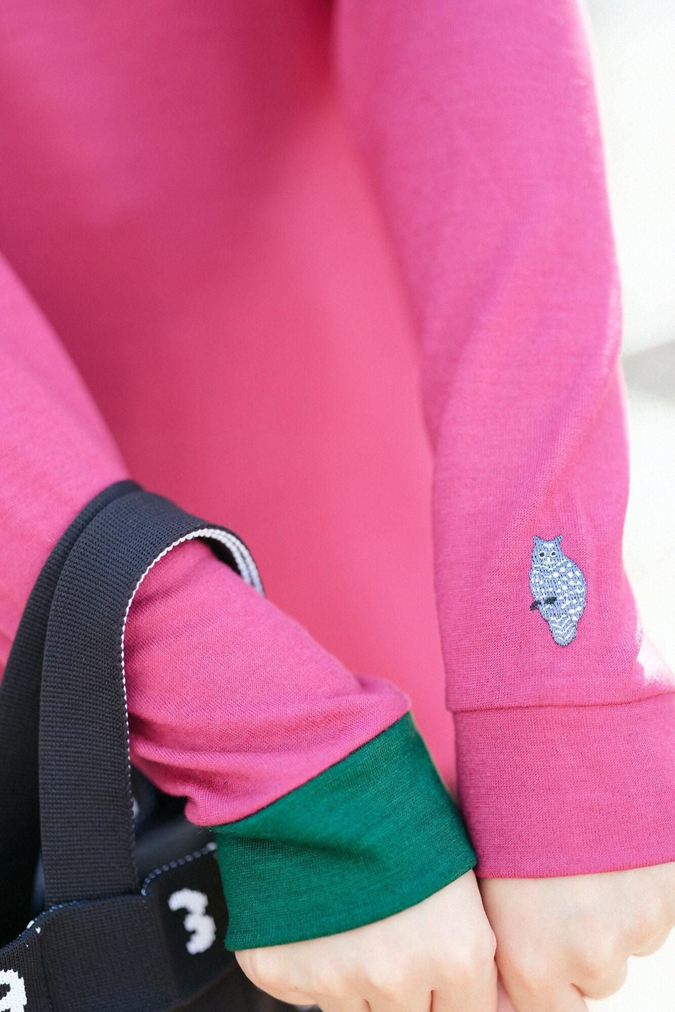 【預購】平針織 可洗羊毛 造型高領L/S長版上衣／深粉紅（※預計於12月9日左右發貨）