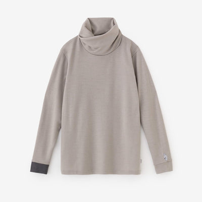 【預購】平針織 可洗羊毛 造型高領L/S長版上衣／棕灰色（※預計於12月9日左右發貨）