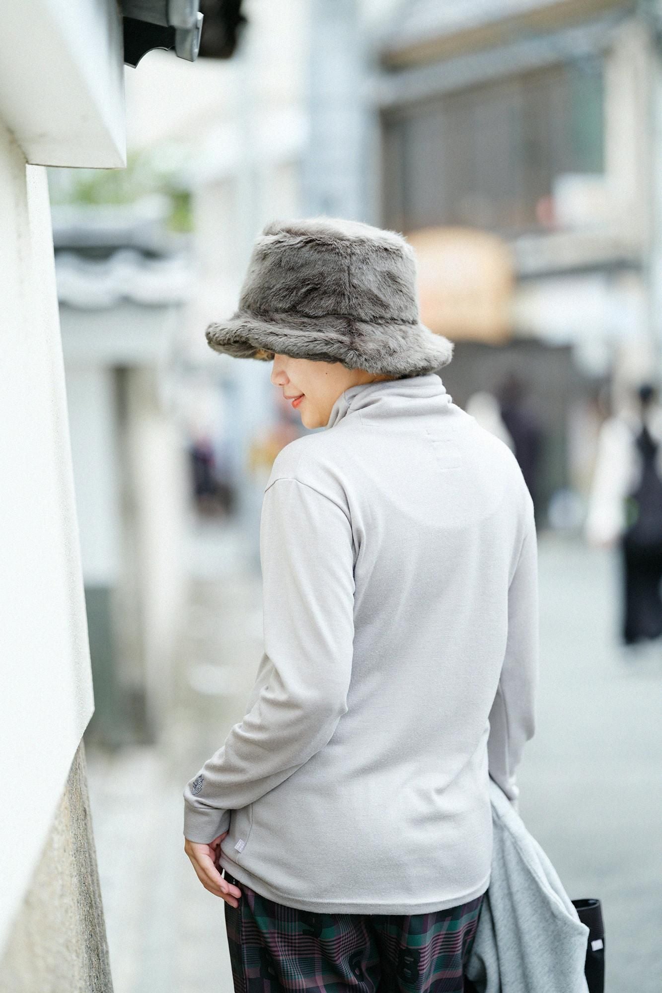 【預購】平針織 可洗羊毛 造型高領L/S長版上衣／棕灰色（※預計於12月9日左右發貨）