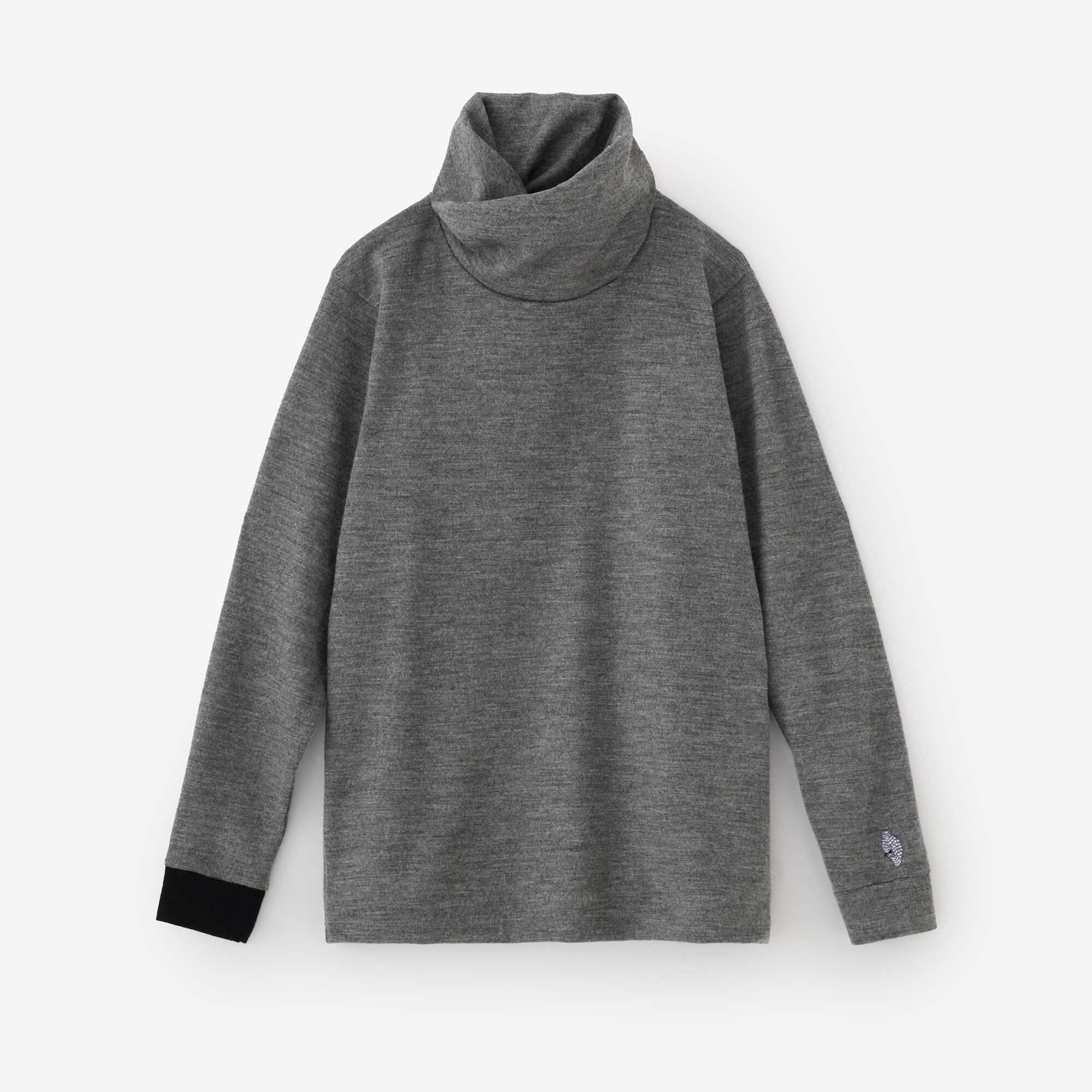 【預購】平針織 可洗羊毛 造型高領L/S長版上衣／深灰色（※預計於12月9日左右發貨）