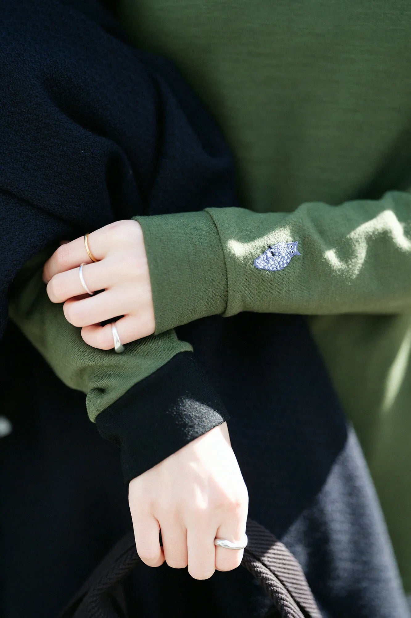 【預購】平針織 可洗羊毛 造型高領L/S長版上衣／橄欖綠（※預計於12月9日左右發貨）