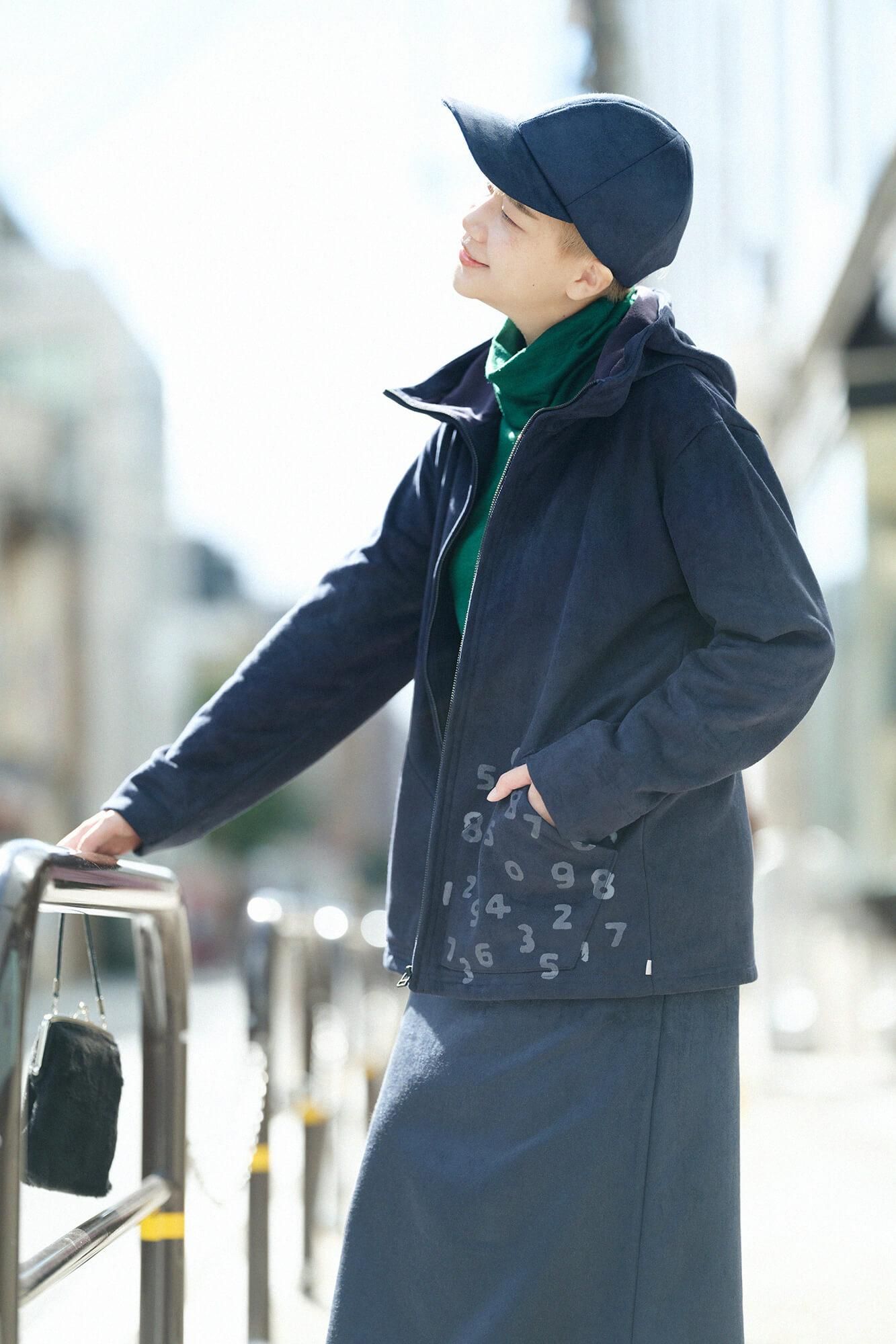 フェイクヌバック キャップ／ダークネイビー×SO-SU-U昆（こん）