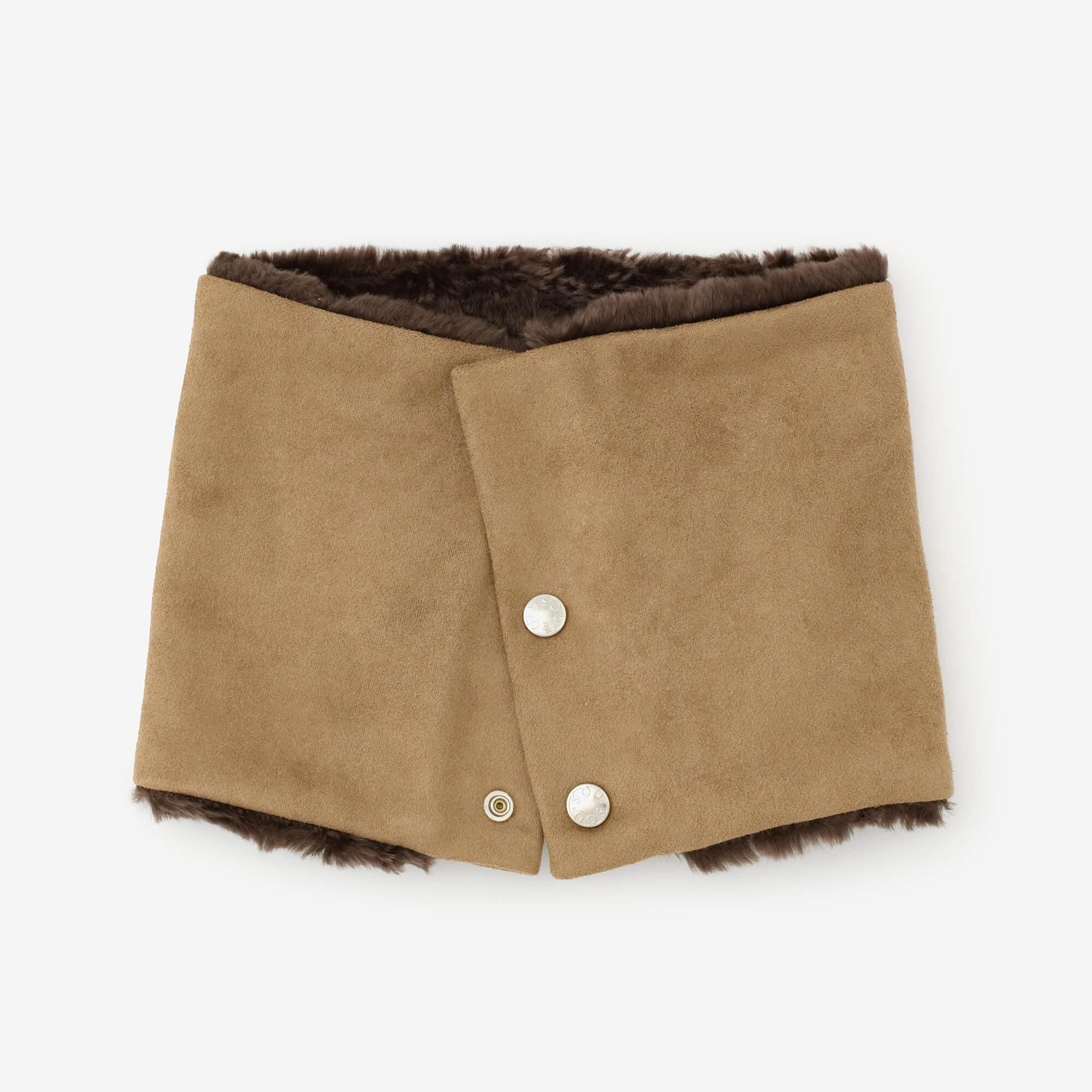 【預購】人造毛皮 雙面用短圍巾／焦糖色×棕色（※預計於12月9日左右發貨）