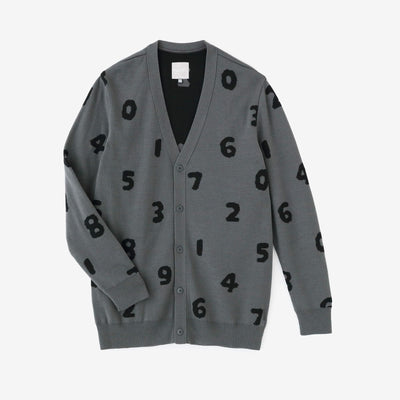 슈퍼 140의 자카드 가디건／SO-SU-U 짙은회색