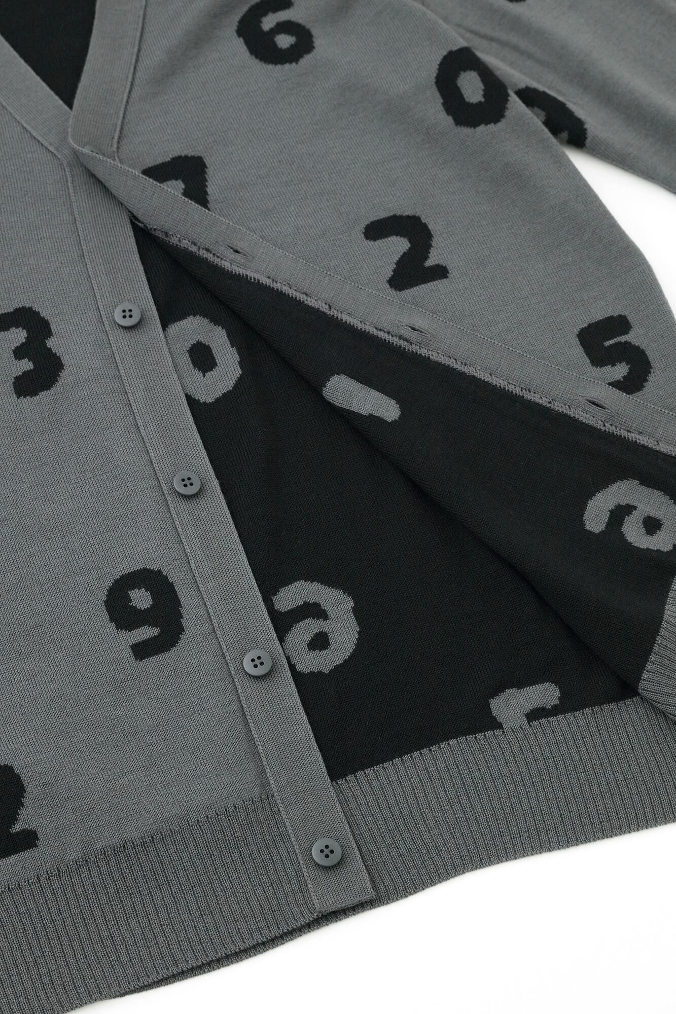 Super 140's Jacquard-Cardigan/SO-SU-U Dunkle Asche