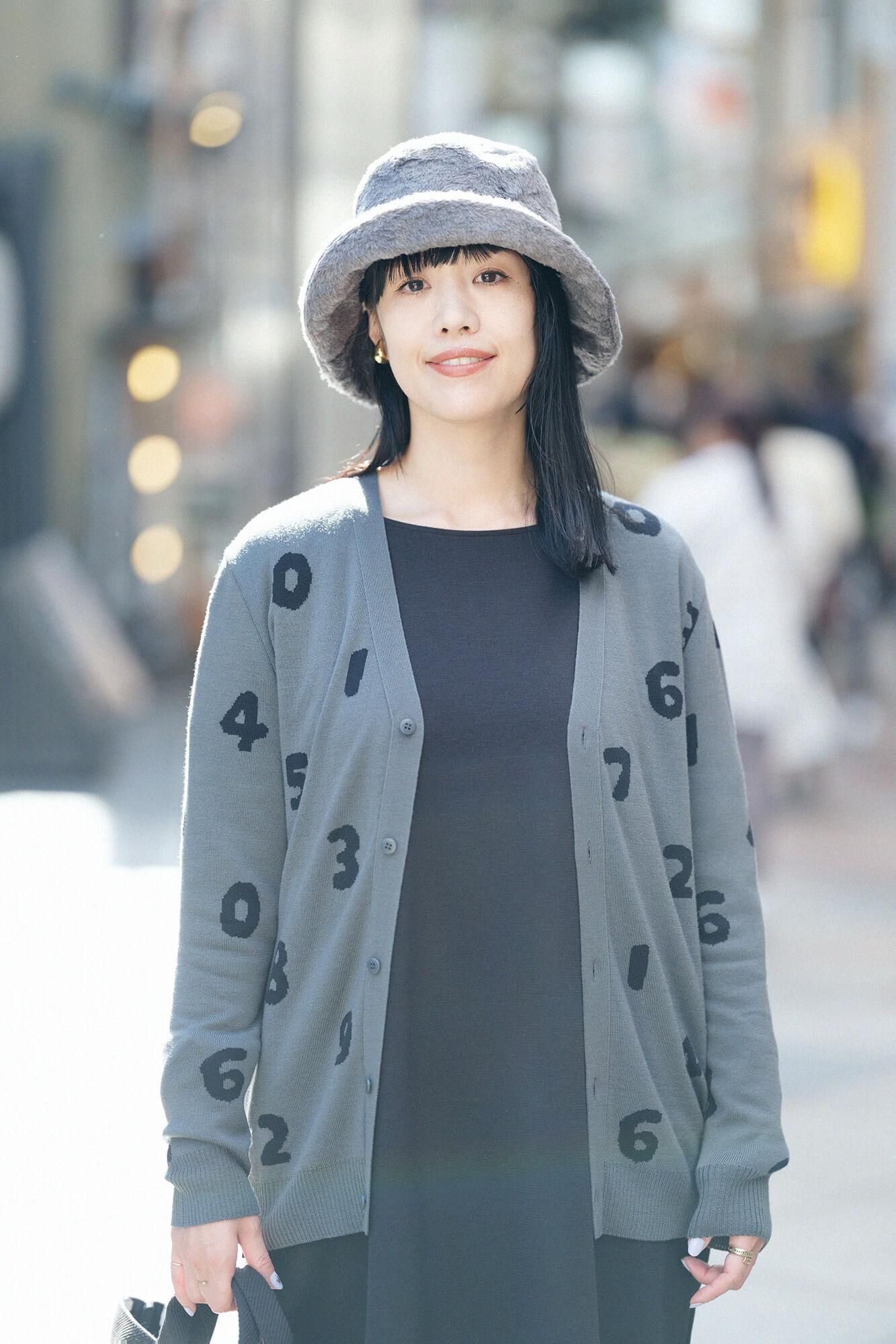 Super 140's Jacquard-Cardigan/SO-SU-U Dunkle Asche