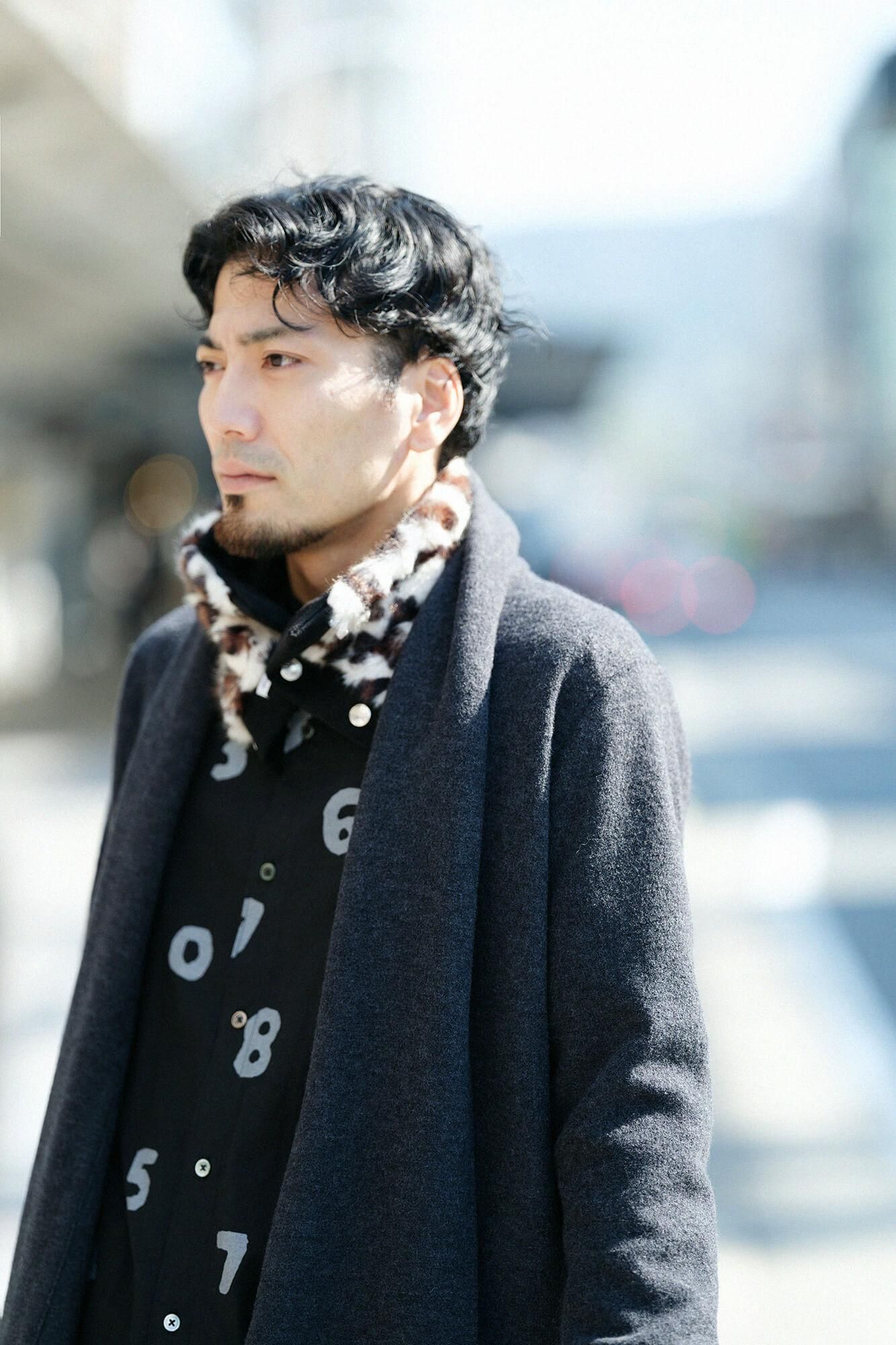 【預購】人造毛皮 雙面用短圍巾／黑色×豹紋（※預計於12月9日左右發貨）