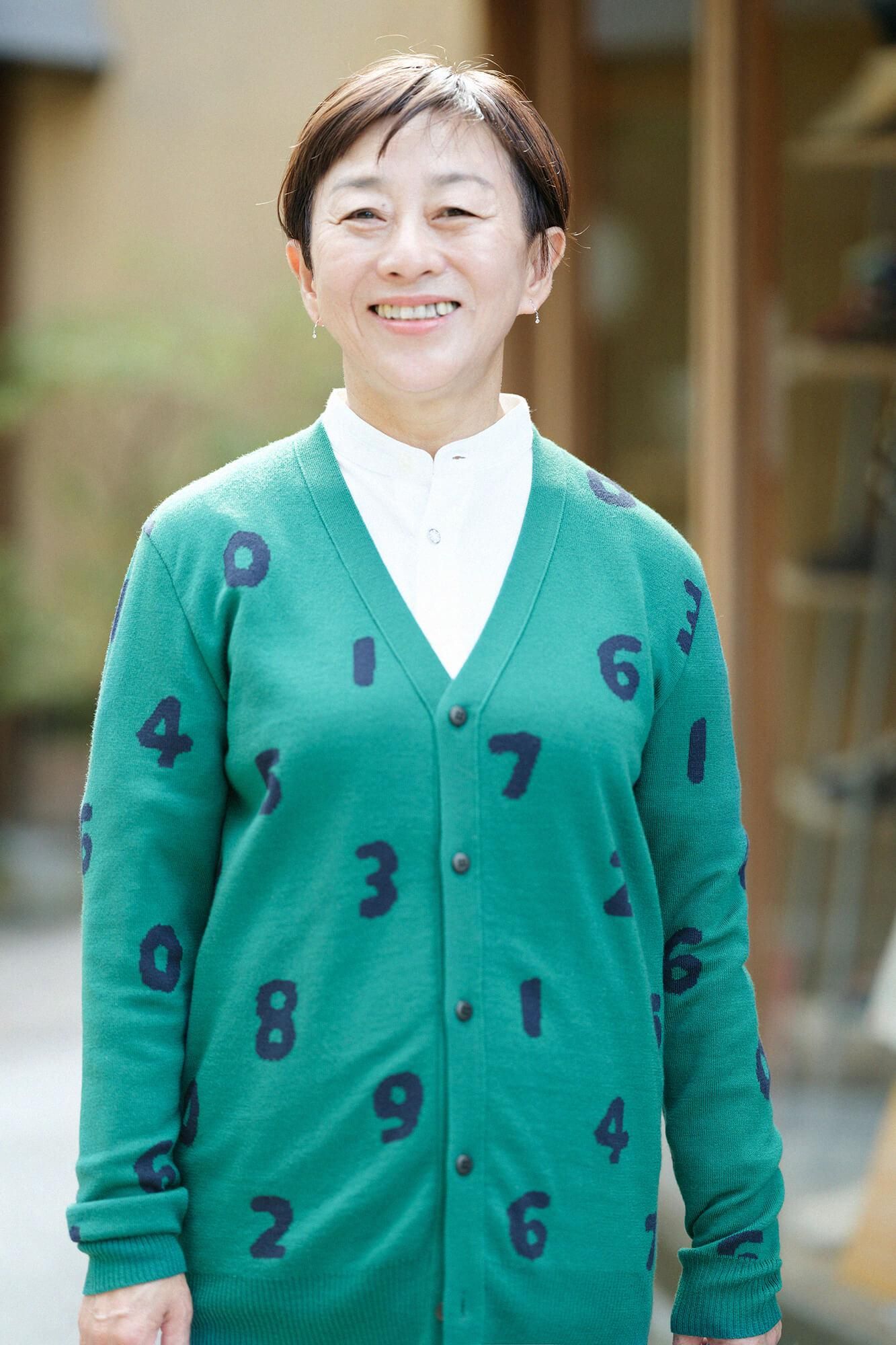 슈퍼 140의 자카드 가디건／SO-SU-U 짙은 초록색