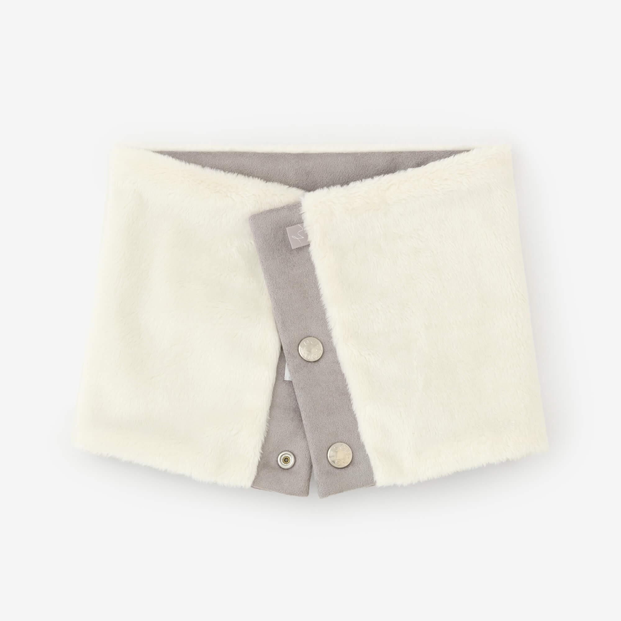 【預購】人造毛皮 雙面用短圍巾／櫻灰色×白色（※預計於12月9日左右發貨）