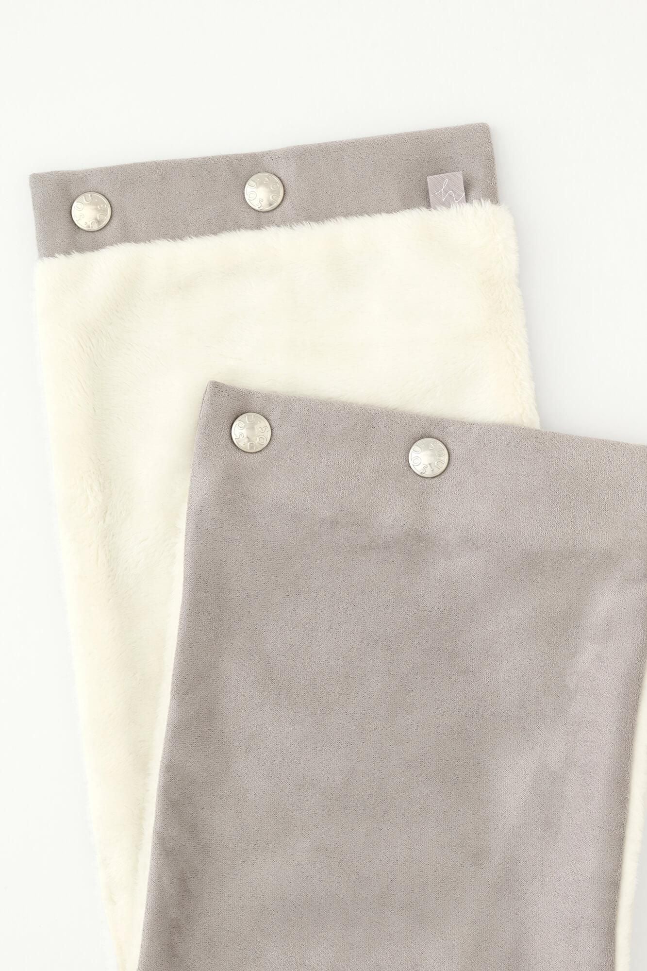 【預購】人造毛皮 雙面用短圍巾／櫻灰色×白色（※預計於12月9日左右發貨）