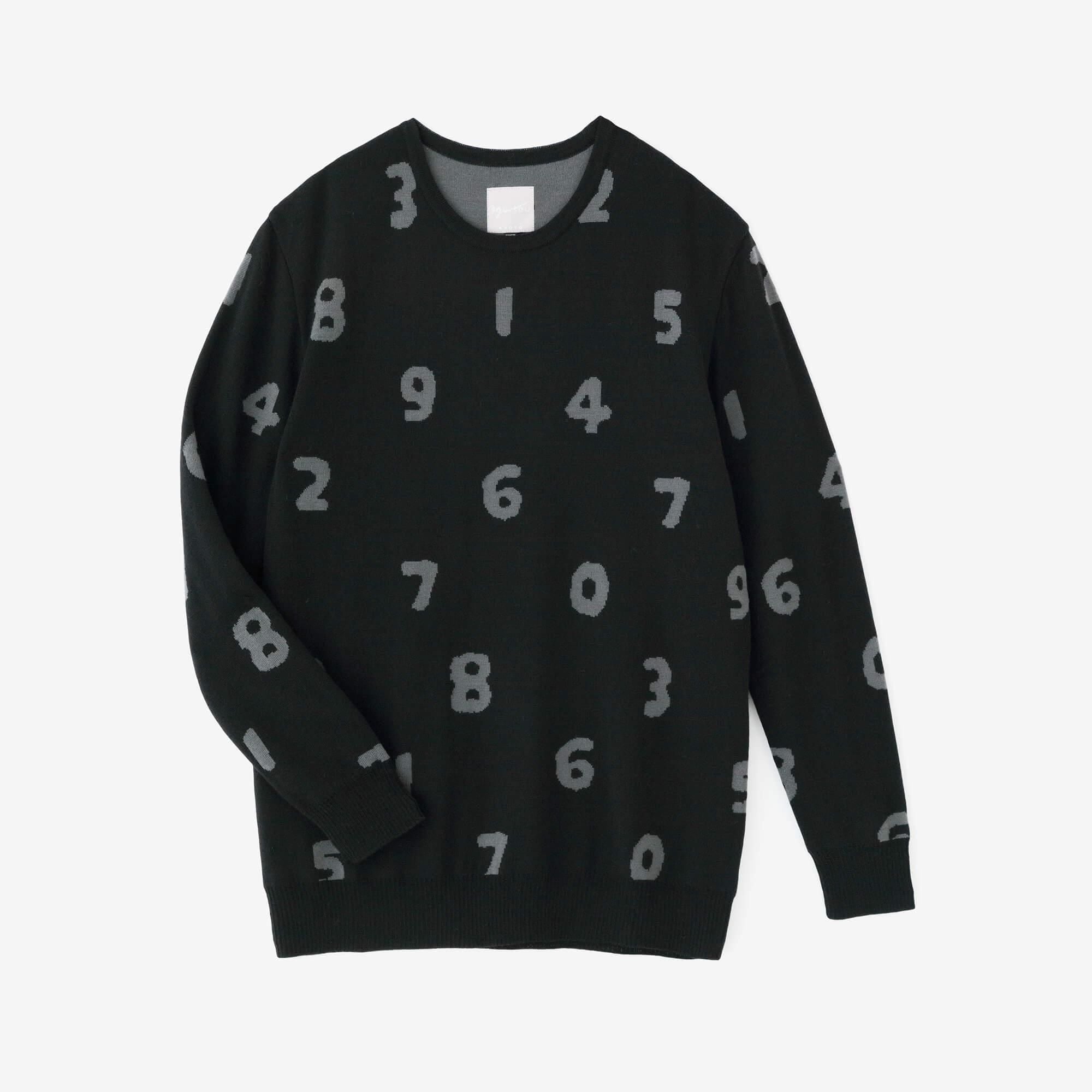 Super 140의 Jacquard Crew Neck Knit/SO-SU-U 검은색
