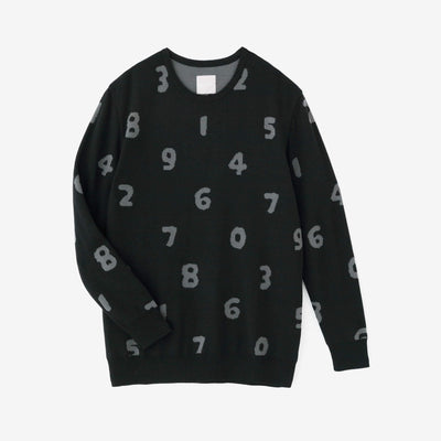 Super 140의 Jacquard Crew Neck Knit/SO-SU-U 검은색