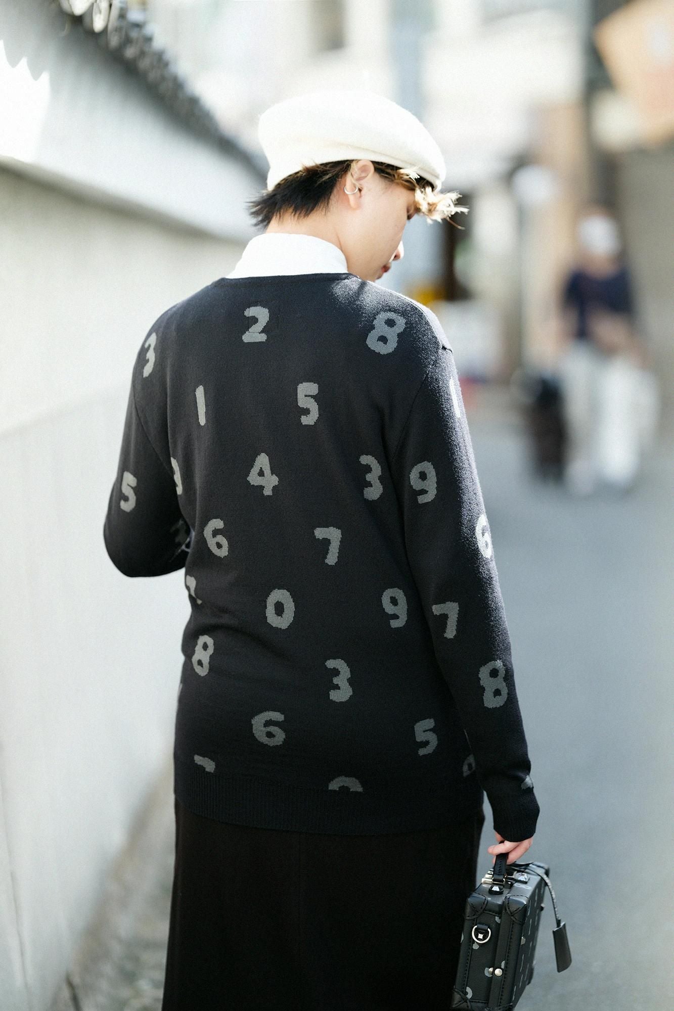 Super 140의 Jacquard Crew Neck Knit/SO-SU-U 검은색