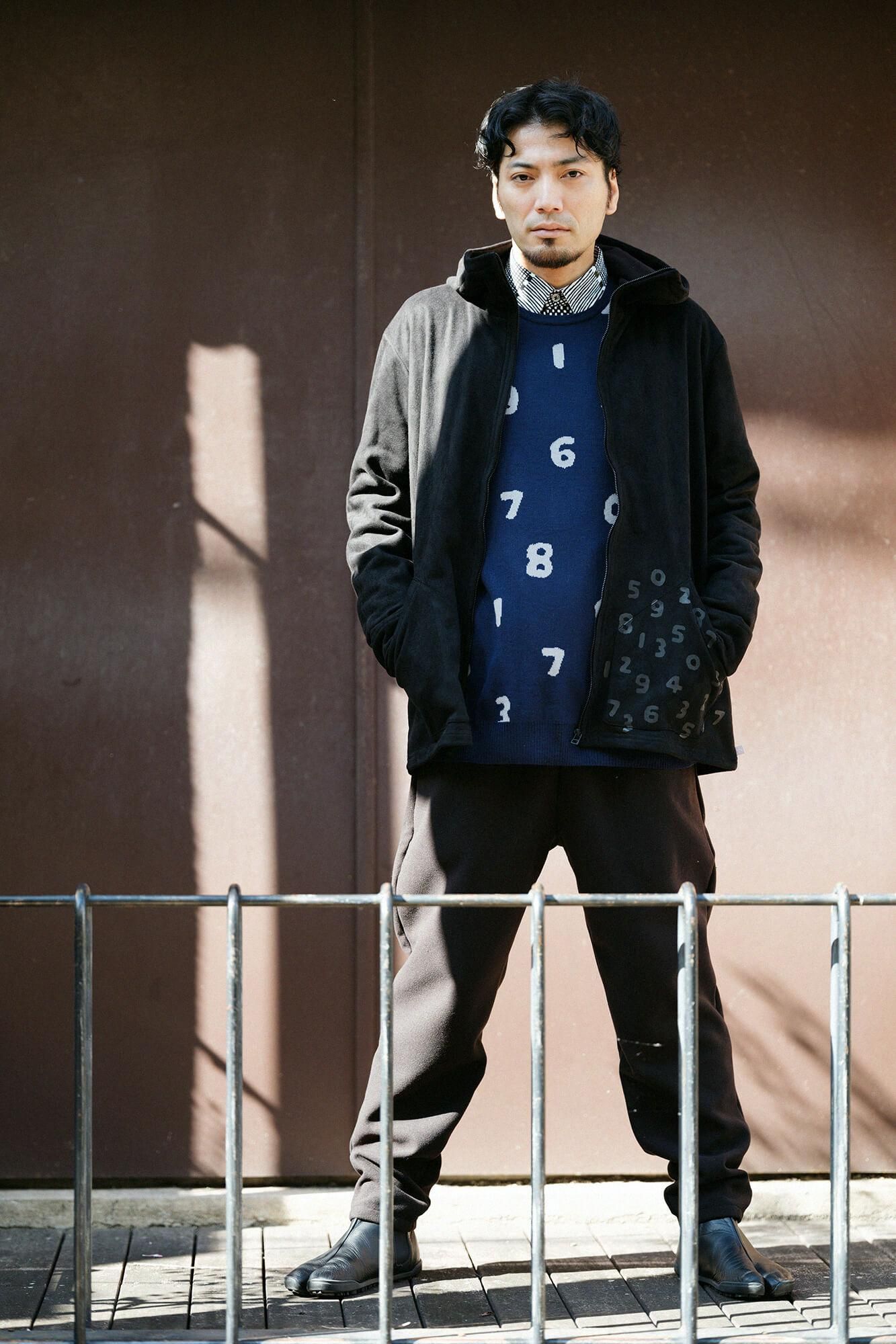 Super 140의 Jacquard Crew Neck Knit/SO-SU-U 남색