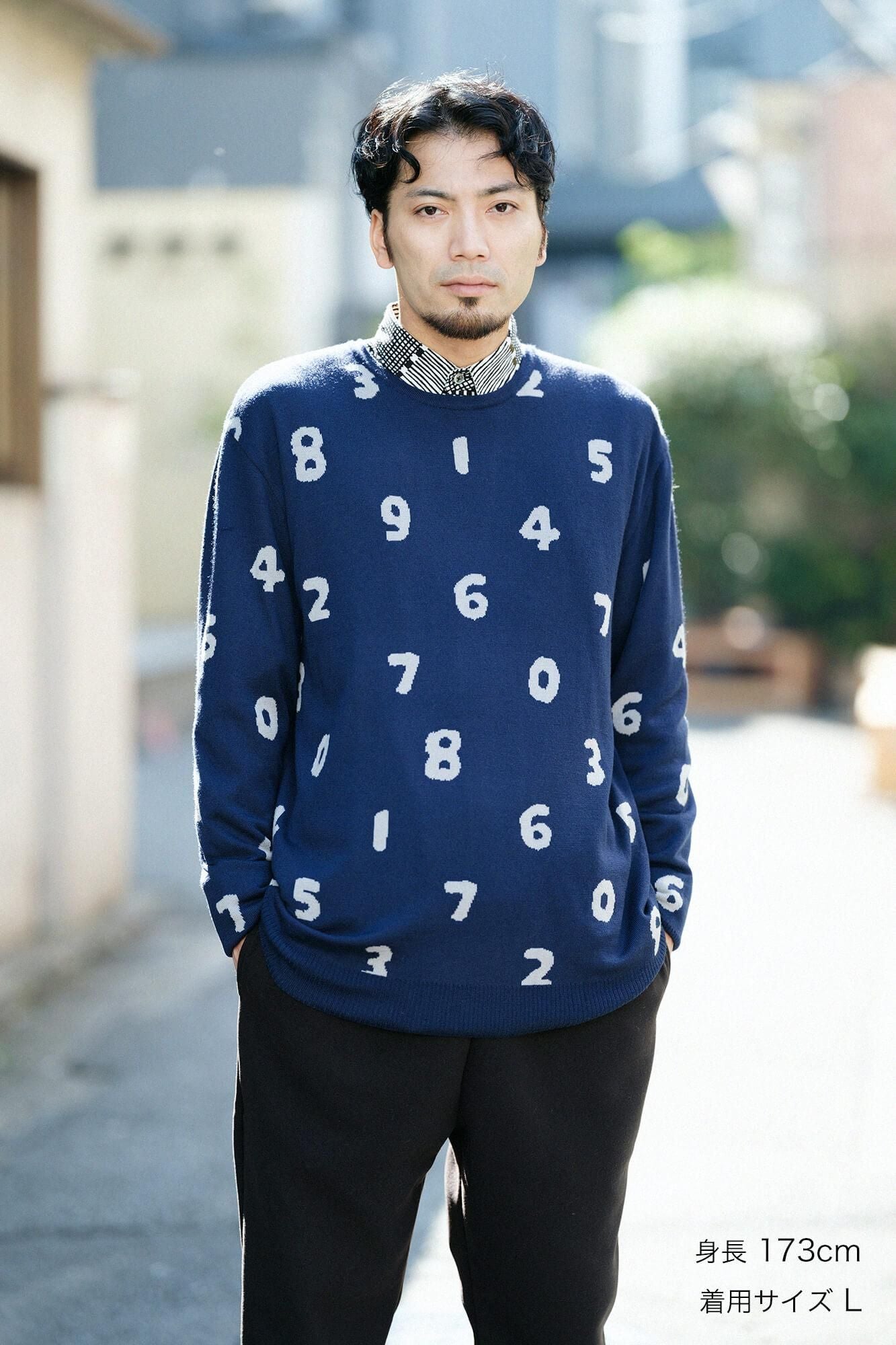 Super 140의 Jacquard Crew Neck Knit/SO-SU-U 남색