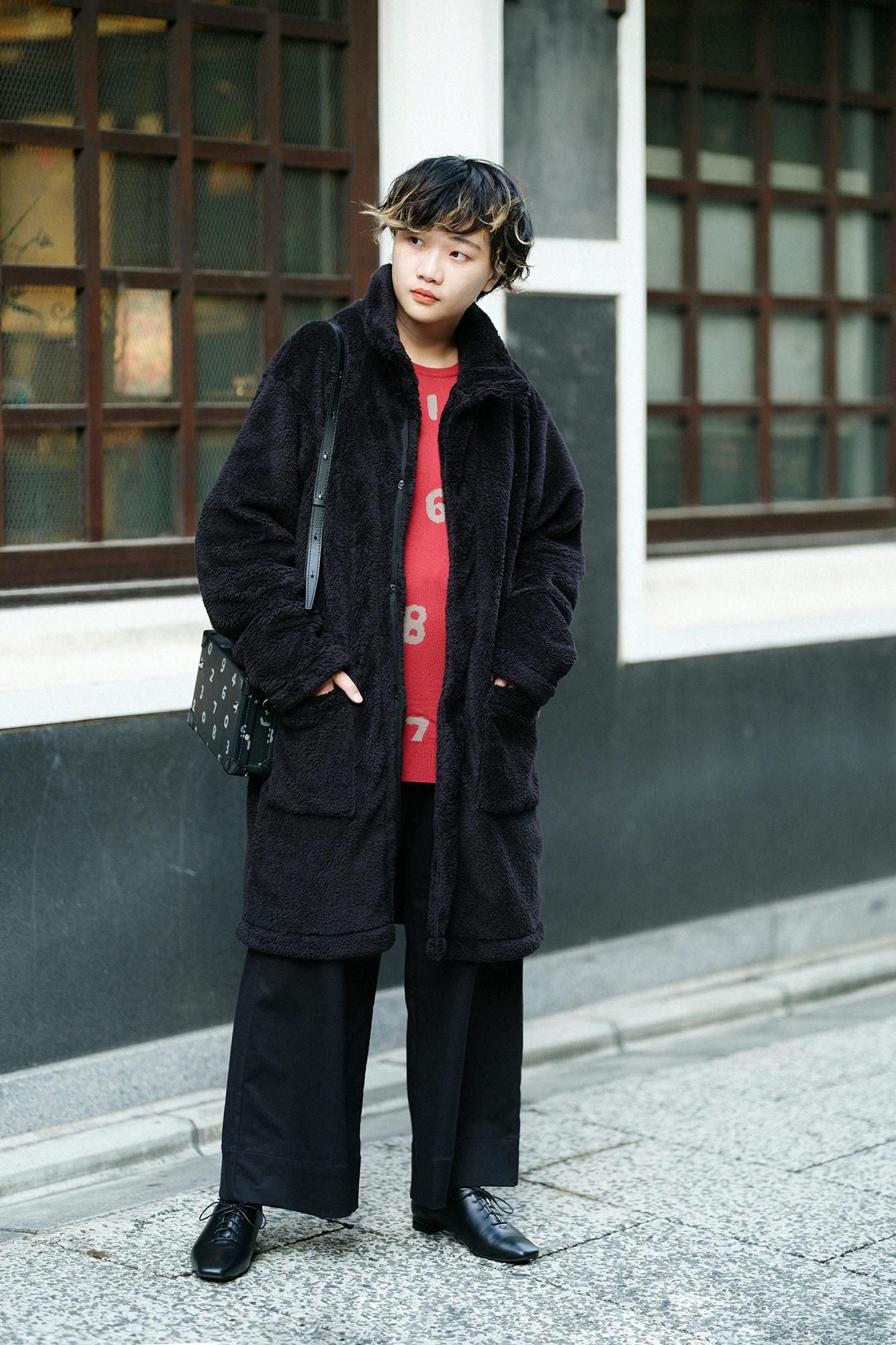 Super 140's Jacquard-Strickpullover mit Rundhalsausschnitt/SO-SU-U Dunkelbraun