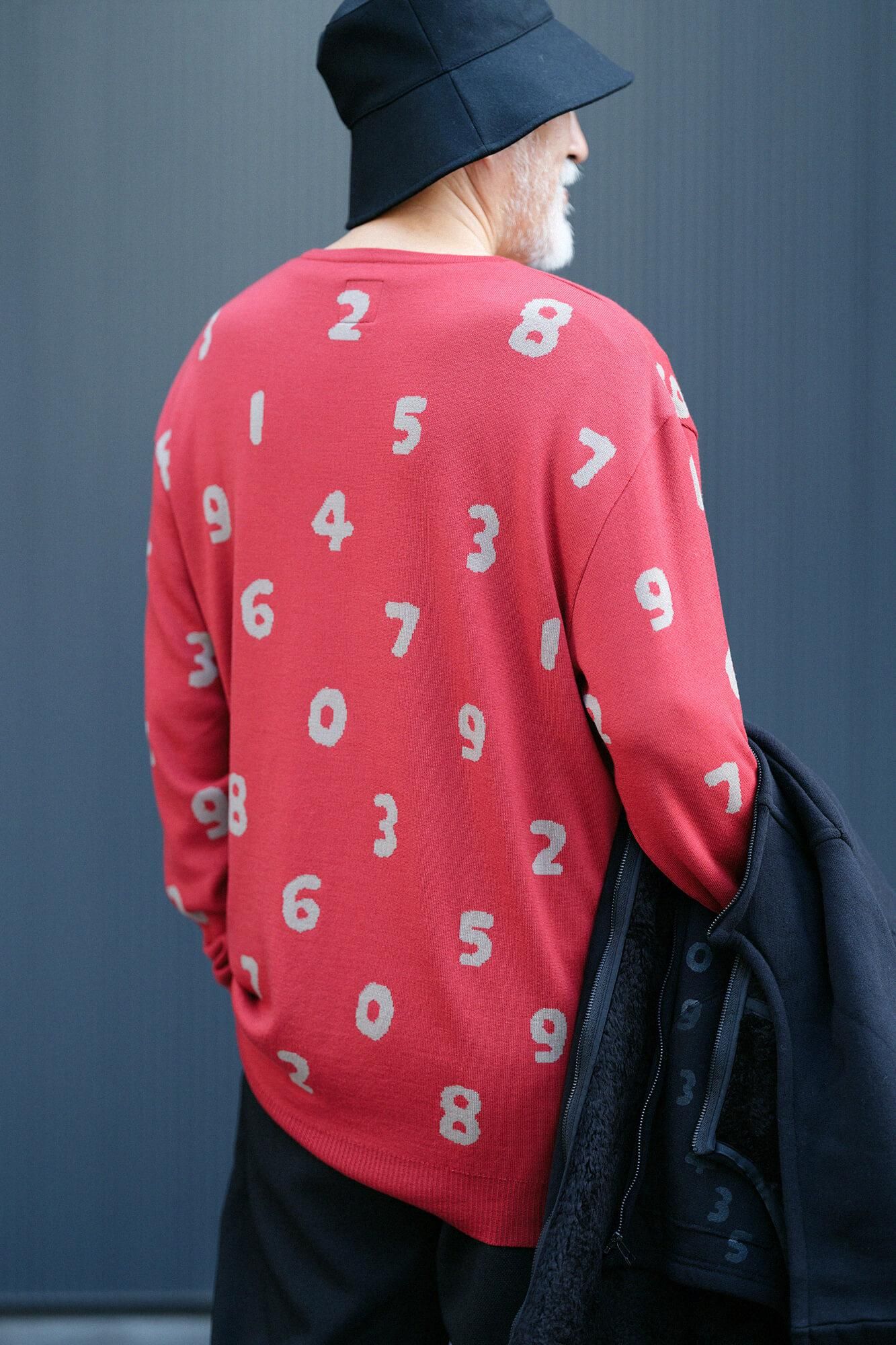 Super 140's Jacquard-Strickpullover mit Rundhalsausschnitt/SO-SU-U Dunkelbraun