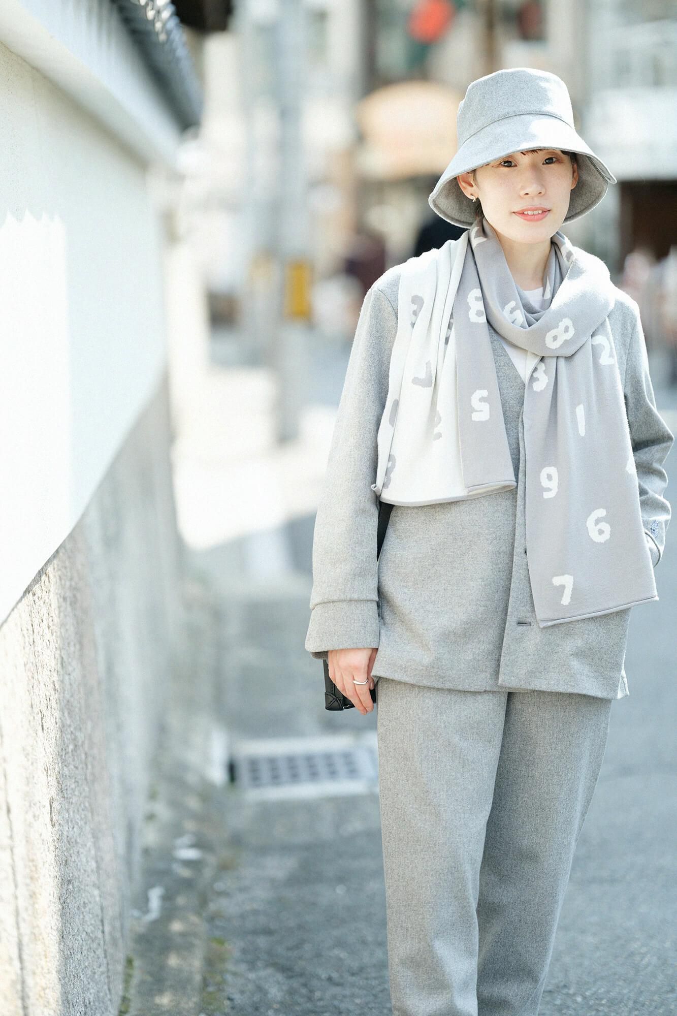 Super 140's Jacquard Muffler / SO-SU-U Grey