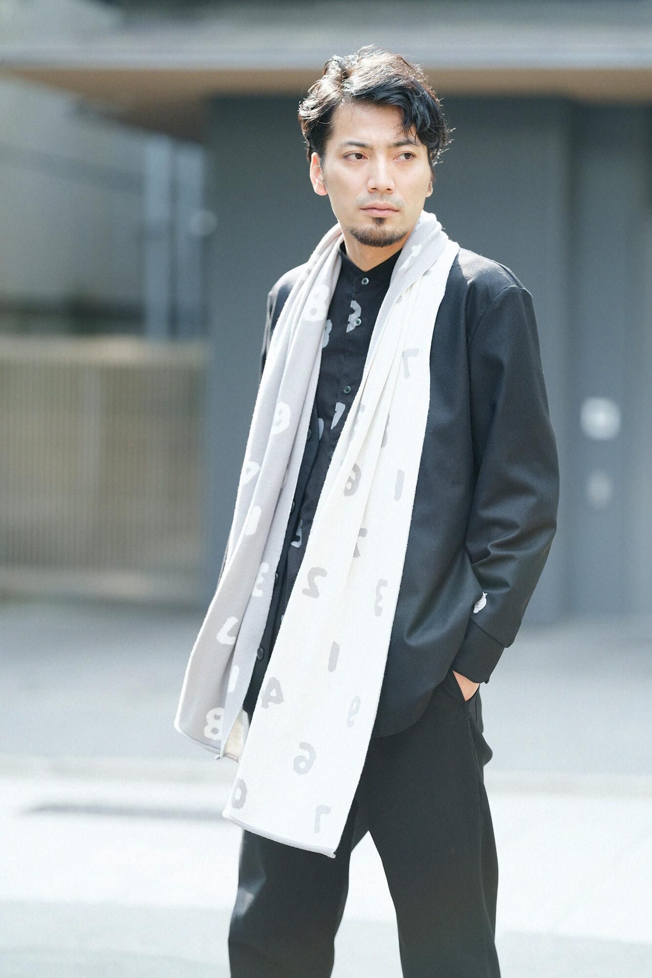 Super 140's Jacquard Muffler / SO-SU-U Grey