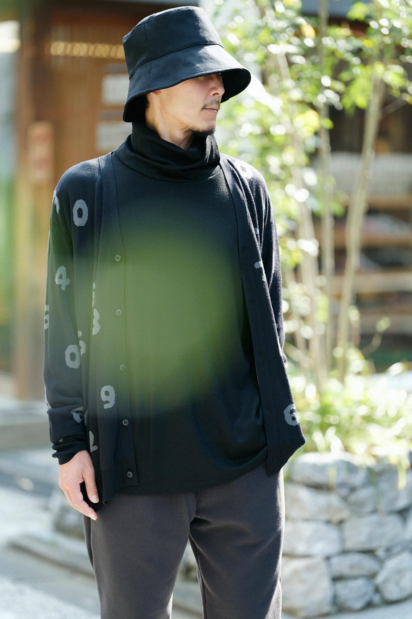 Super 100's 法蘭絨開口漁夫帽／黑色× SO-SU-U十數 昆