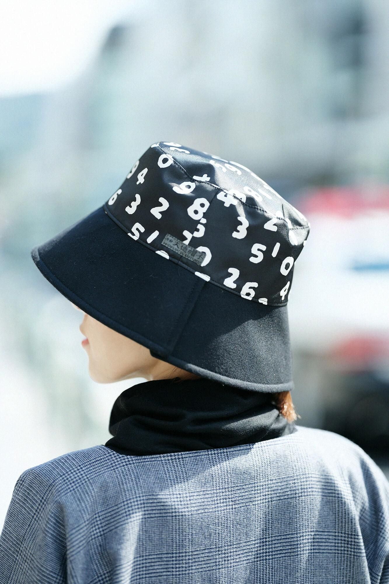 Super 100's 法蘭絨開口漁夫帽／黑色× SO-SU-U十數 昆