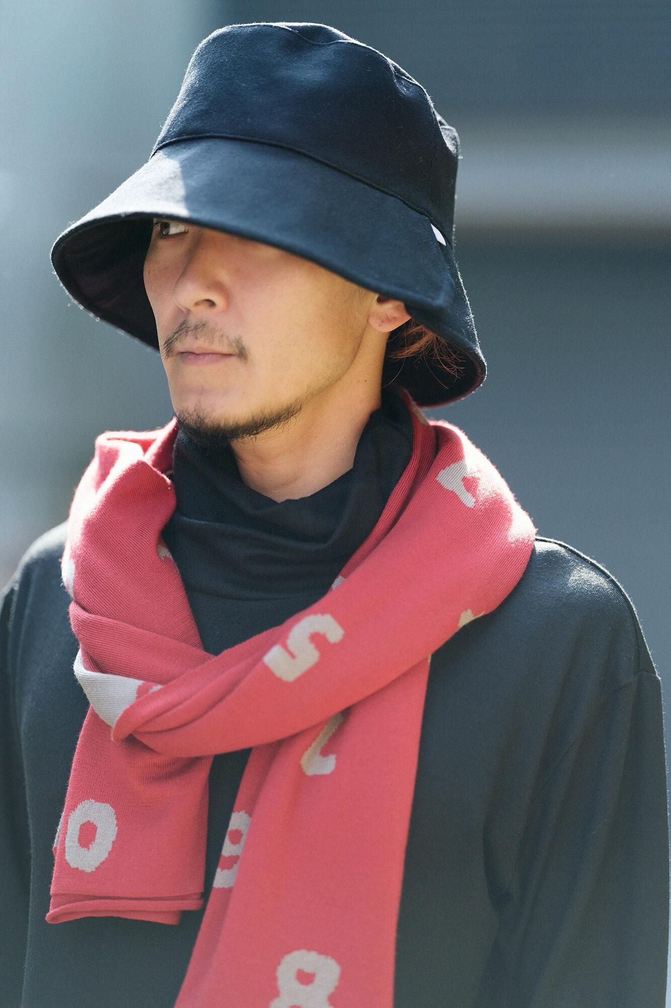 Super 100's 法蘭絨開口漁夫帽／黑色× SO-SU-U十數 昆