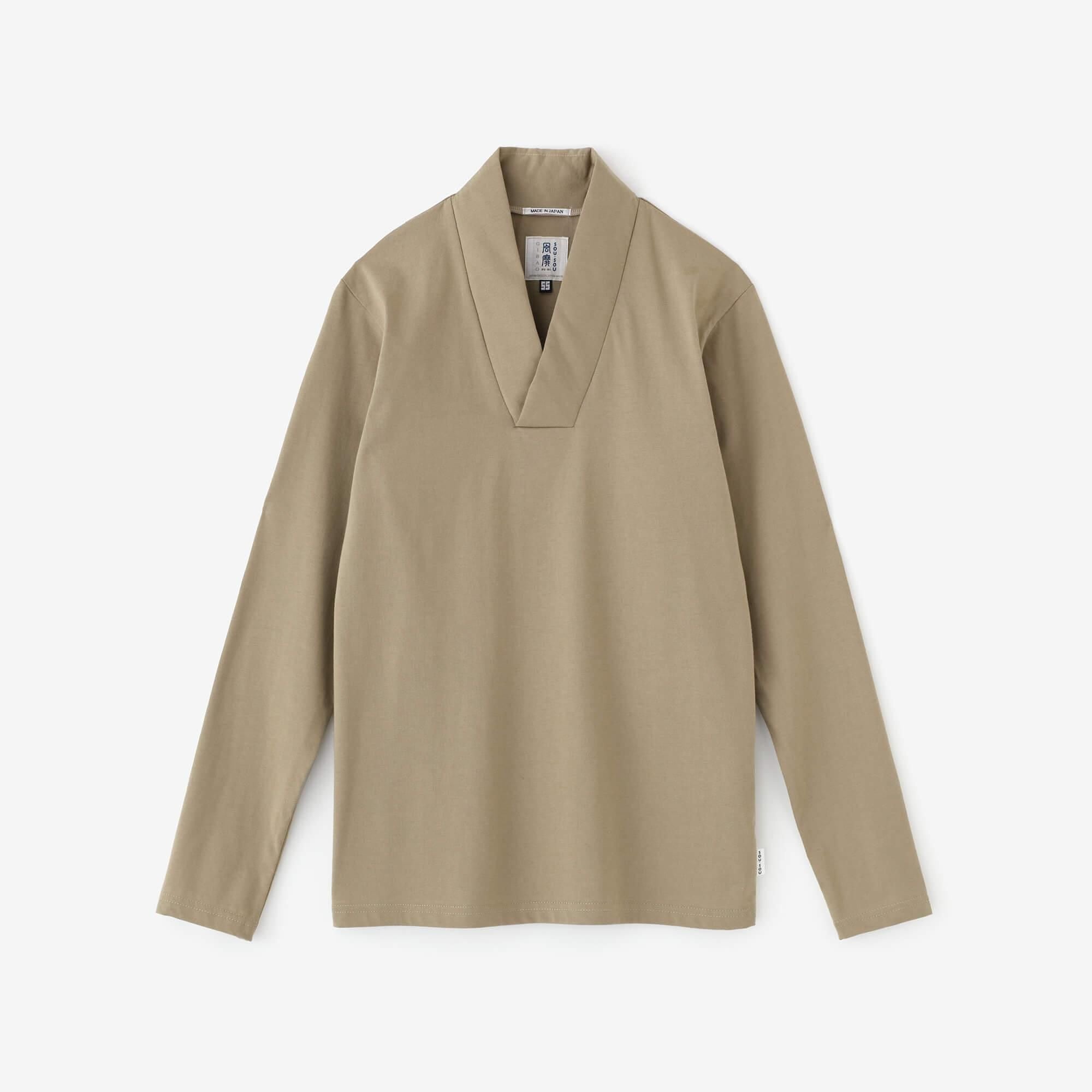 Corcoran狹風靡 和服領上衣 拔衣紋／淺棕色