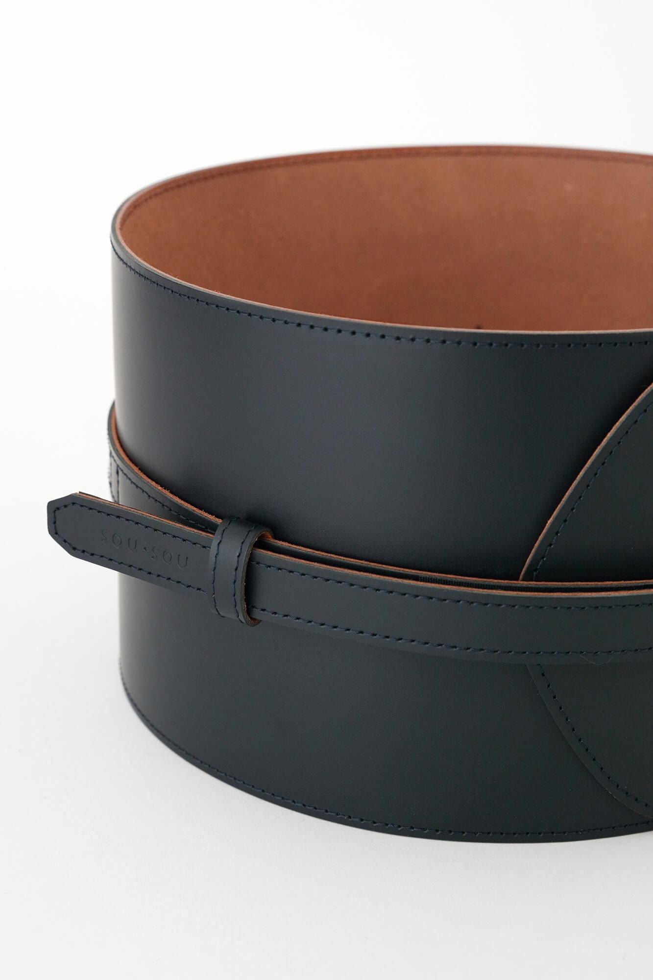 Leather Obi Belt / Dark Navy