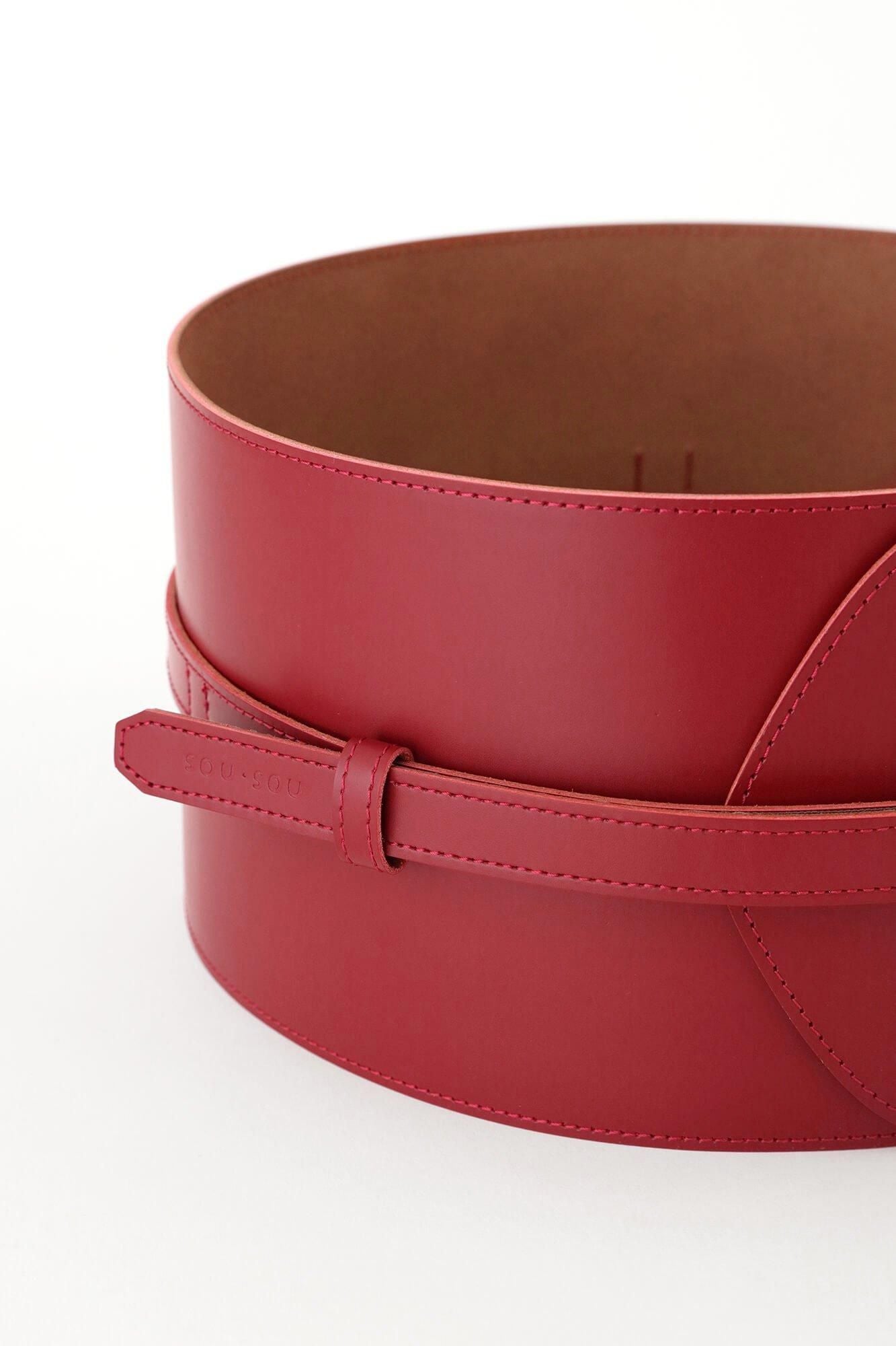 가죽 벨트 모두 긴 / 깊은 주홍색