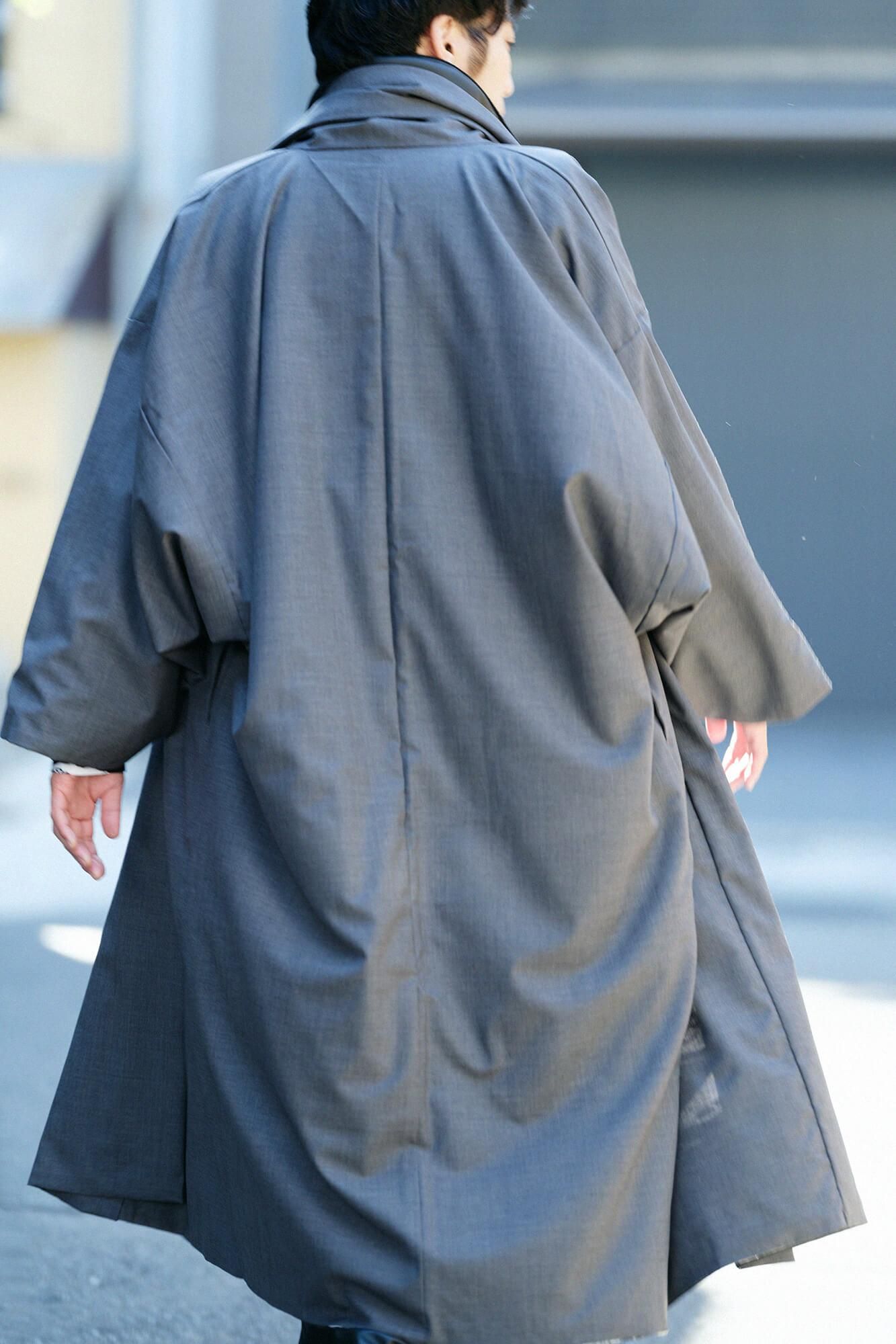 梳毛（そもう）×モスリン もじり袖 可逆（かぎゃく）／濃灰（こいはい