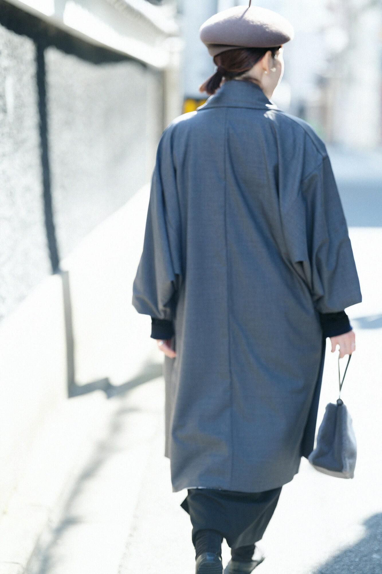 sou•sou モスリン　もじり袖 梳毛（そもう）×モスリン もじり袖 可逆（かぎゃく）／濡羽色（ぬれば