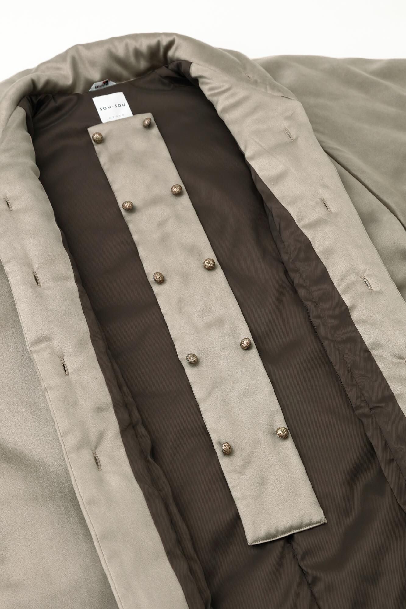 SOU・SOU ソウソウ　フェイクヌバック　長陣羽織　ベストジレ日本製 フェイクヌバック 長陣羽織（ながじんばおり） 中綿袷（なかわた