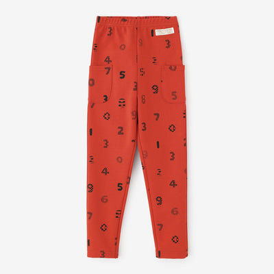 ●高密度棉針織 圖案細腿褲／SOU・SOU 京都 橘紅色