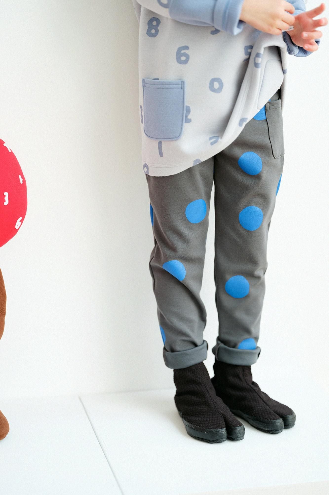 ●高密度棉針織 圖案細腿褲／圓點 間疏 深綠色