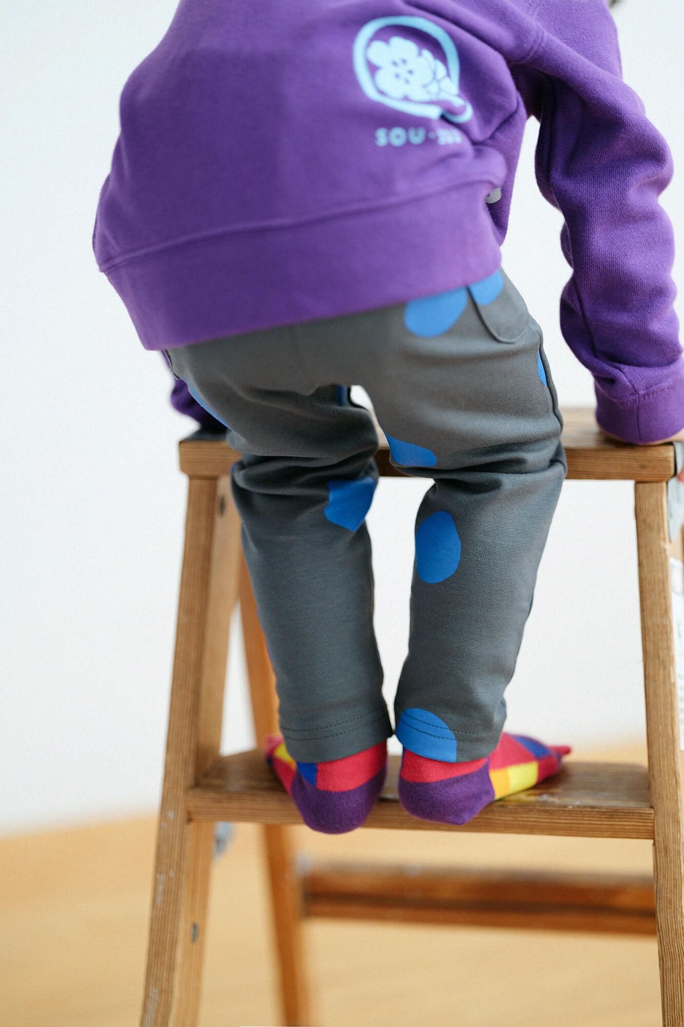 ●高密度棉針織 圖案細腿褲／圓點 間疏 深綠色